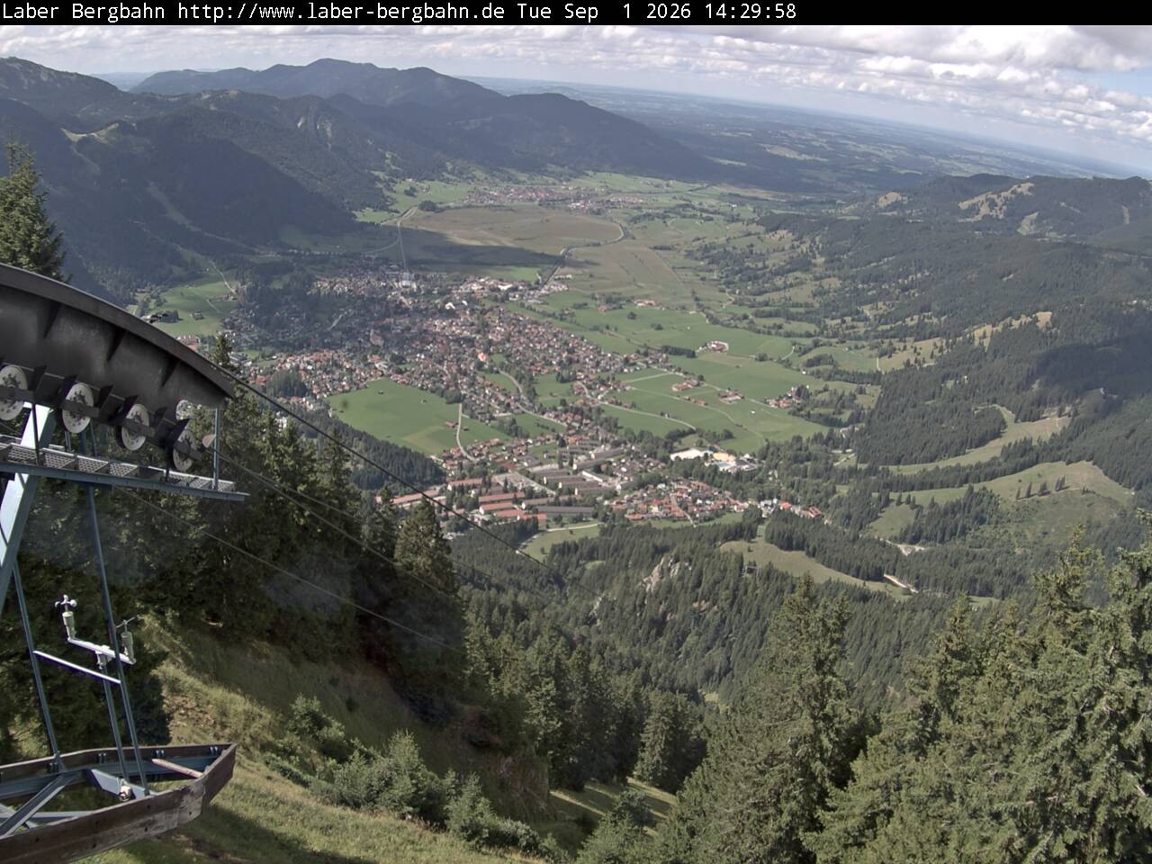 Archiv Foto Webcam Blick auf Oberammergau (Laber Bahn Bergstation)