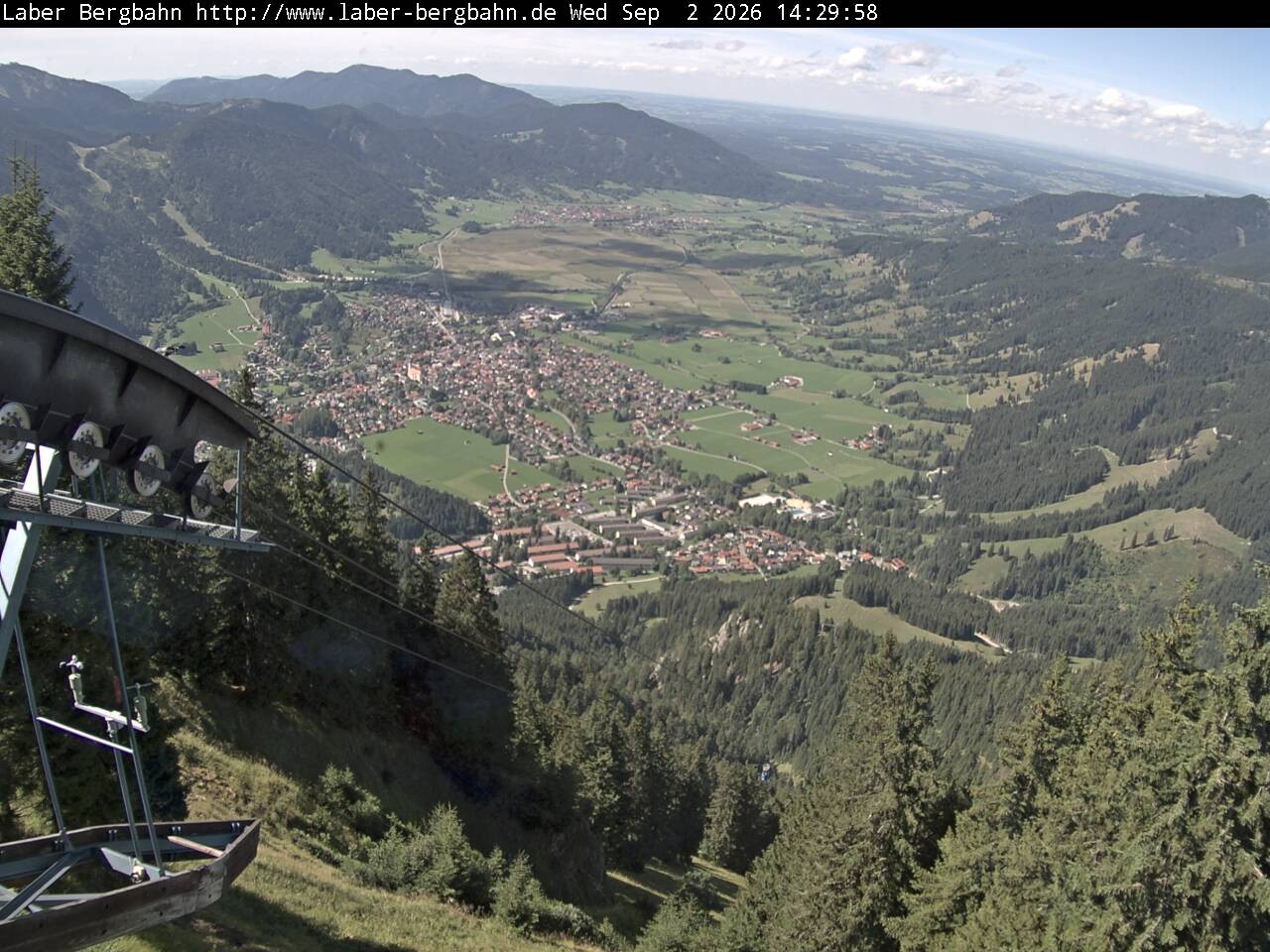 Archiv Foto Webcam Blick auf Oberammergau (Laber Bahn Bergstation)