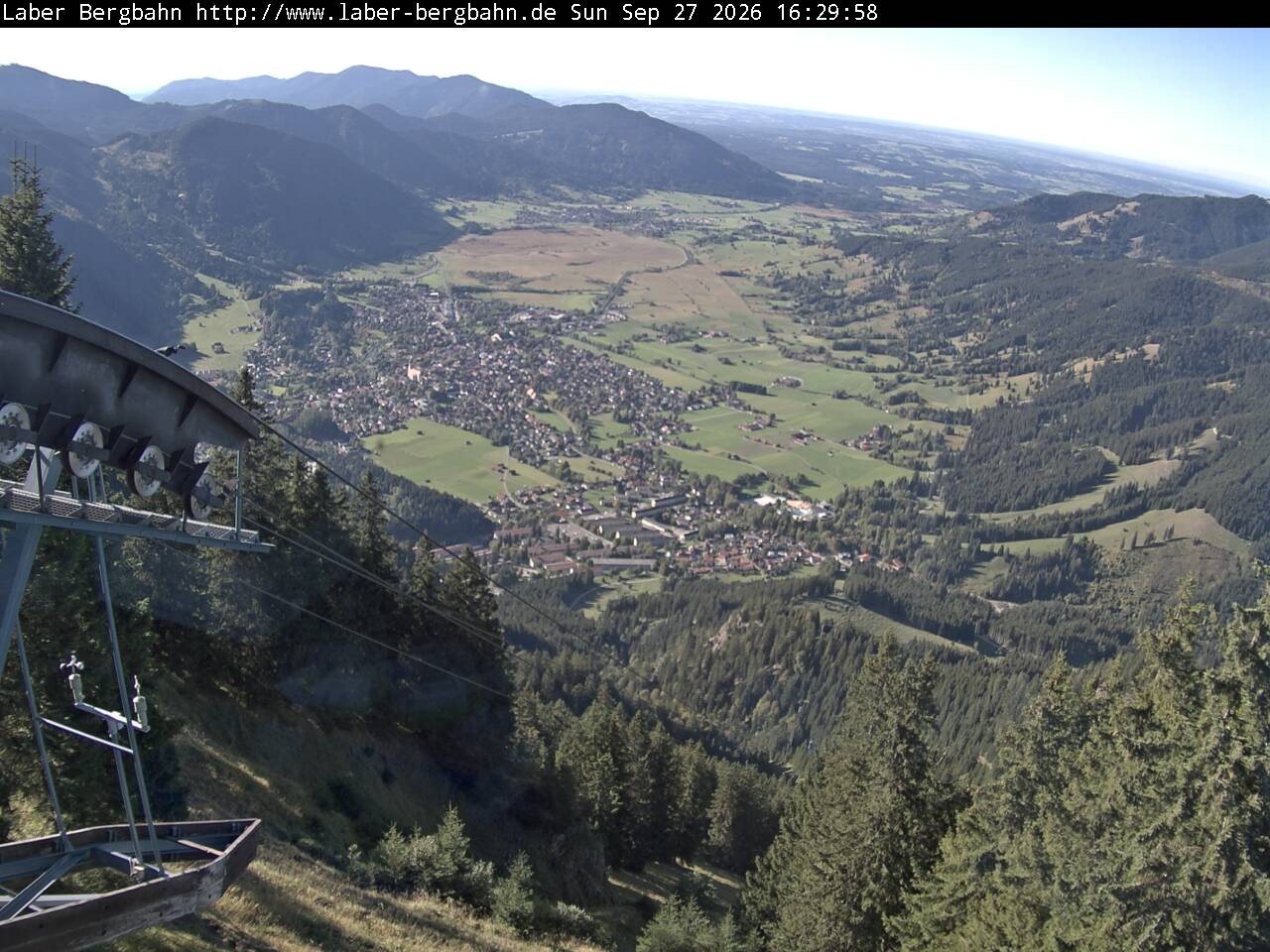 Archiv Foto Webcam Blick auf Oberammergau (Laber Bahn Bergstation)