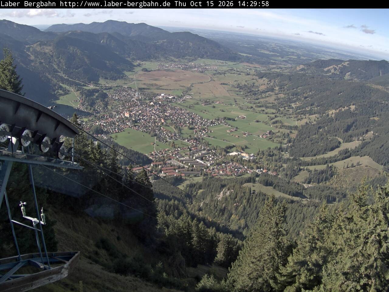 Archiv Foto Webcam Blick auf Oberammergau (Laber Bahn Bergstation)