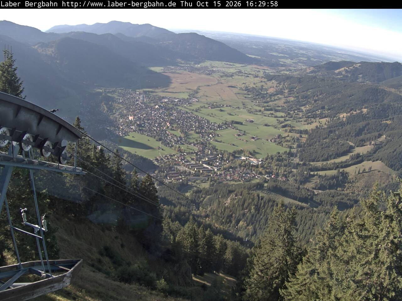 Archiv Foto Webcam Blick auf Oberammergau (Laber Bahn Bergstation)