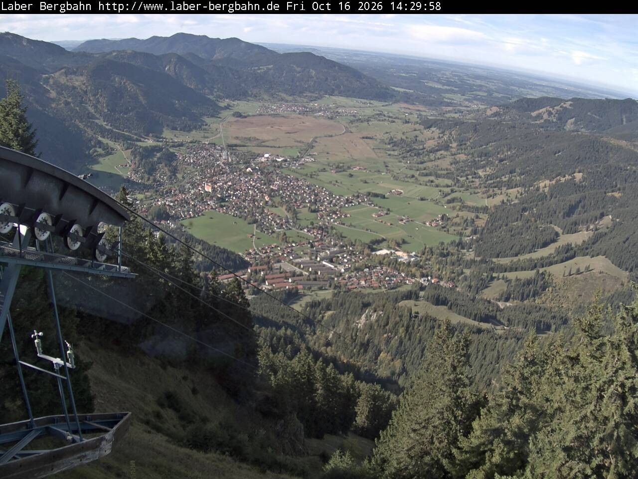 Archiv Foto Webcam Blick auf Oberammergau (Laber Bahn Bergstation)