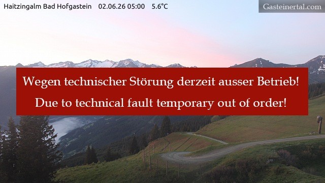 Archiv Foto Webcam Bad Hofgastein: Ausblick Haitzingalm