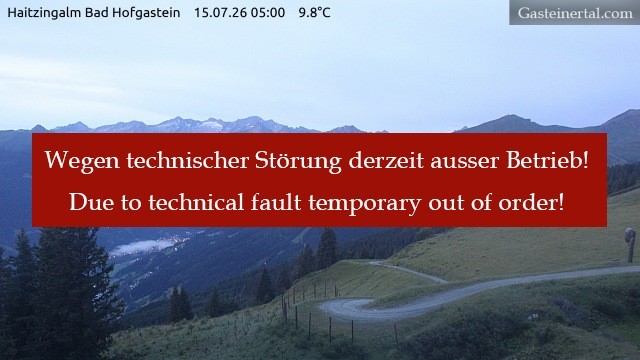 Archiv Foto Webcam Bad Hofgastein: Ausblick Haitzingalm
