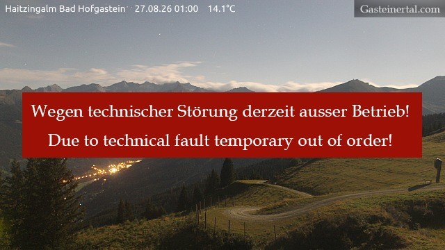 Archiv Foto Webcam Bad Hofgastein: Ausblick Haitzingalm