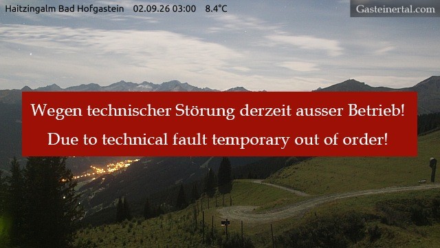 Archiv Foto Webcam Bad Hofgastein: Ausblick Haitzingalm