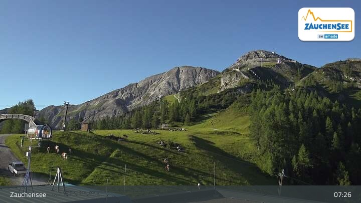 Archived image Webcam Zauchensee: Gamskogelhütte Restaurant
