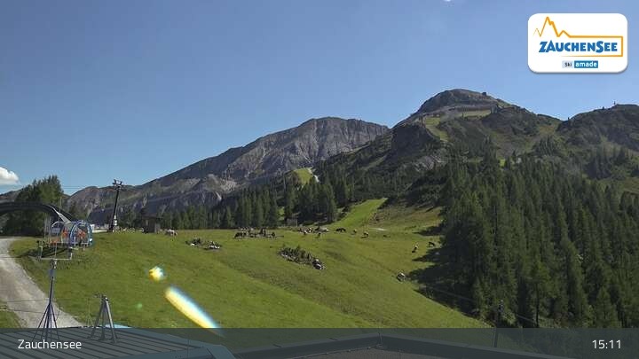Archived image Webcam Zauchensee: Gamskogelhütte Restaurant