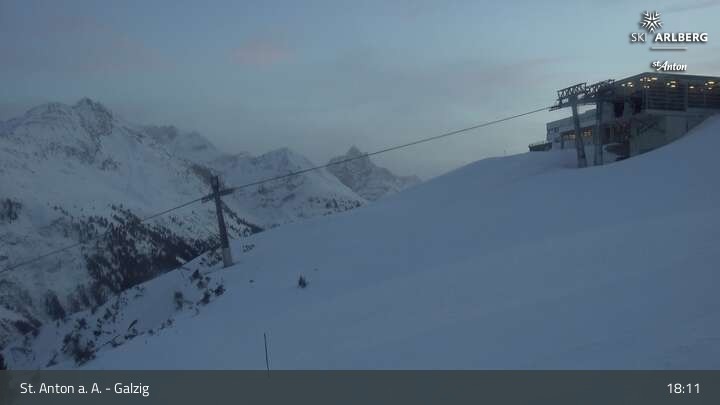 Archived image Webcam Galzig Mountain (St. Anton)