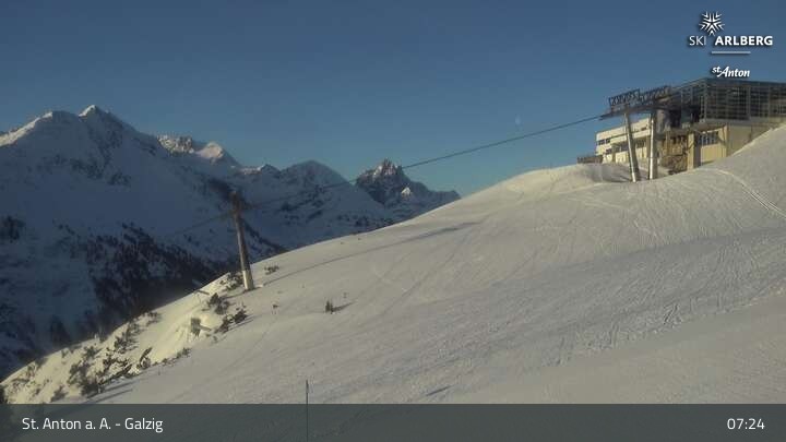 Archived image Webcam Galzig Mountain (St. Anton)