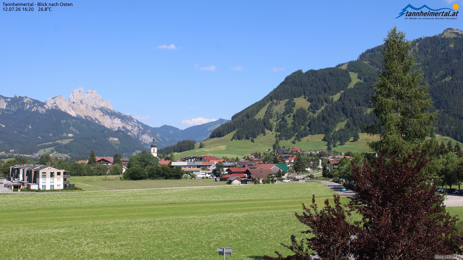 Archiv Foto Webcam Blick ins Tannheimer Tal