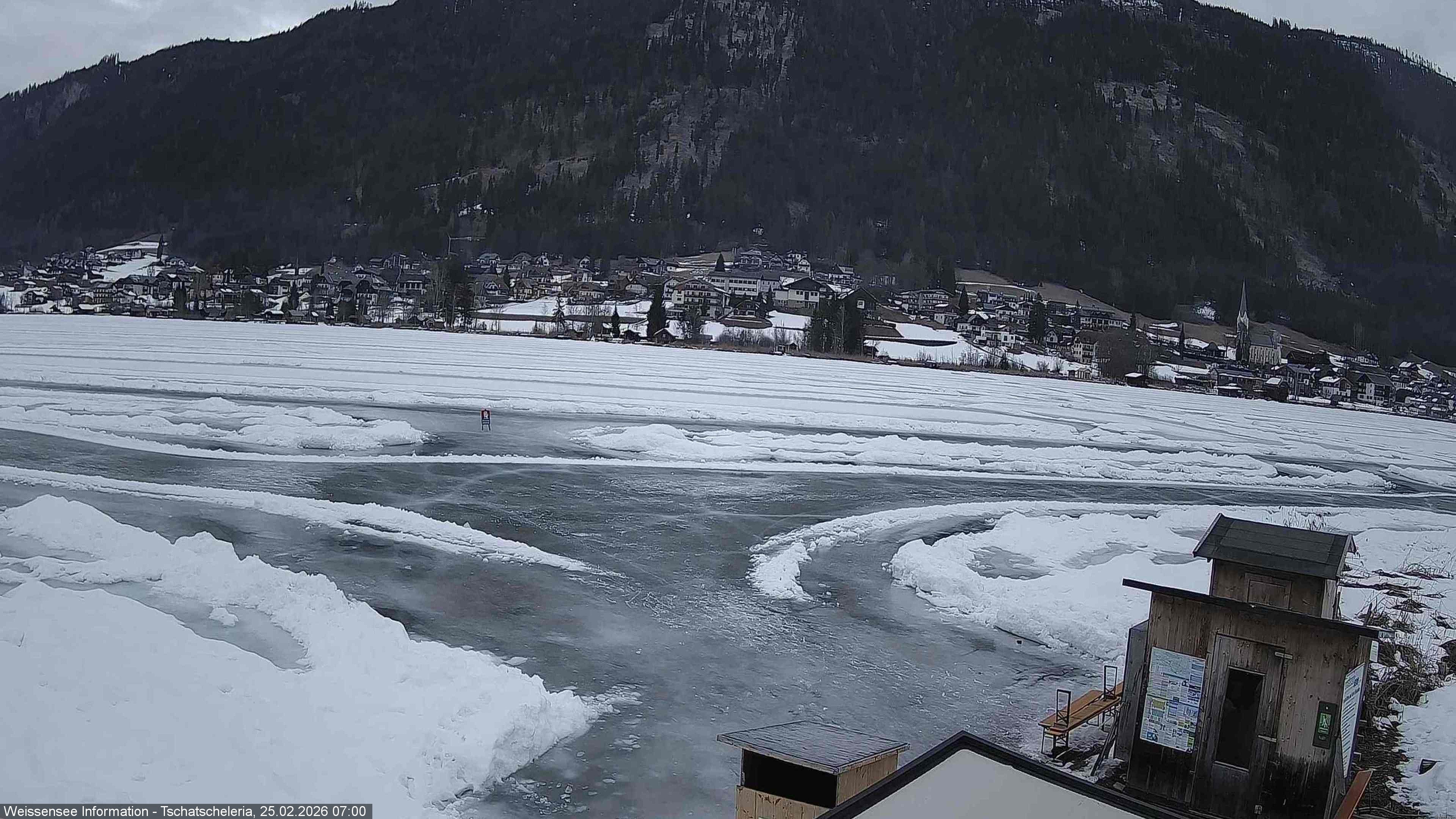 Archiv Foto Webcam Weissensee: Seeblick von Tschatscheleria