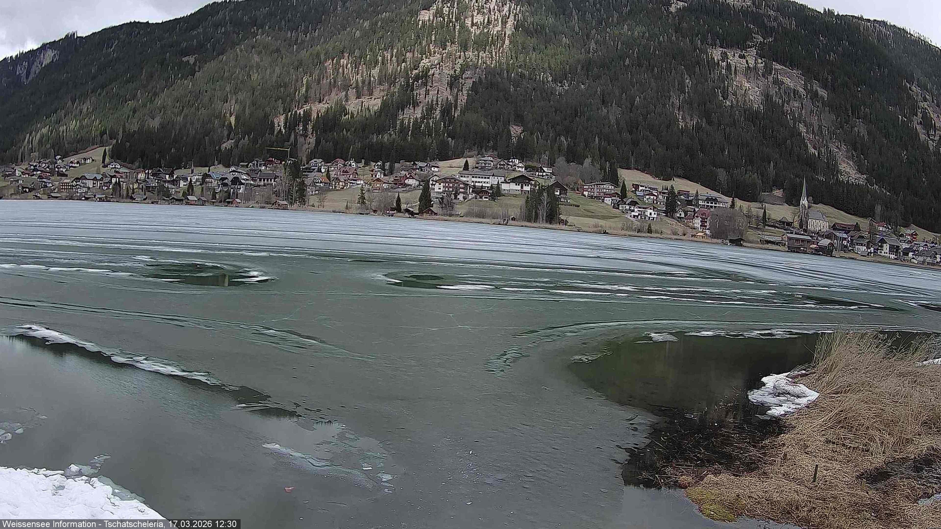 Archiv Foto Webcam Weissensee: Seeblick von Tschatscheleria