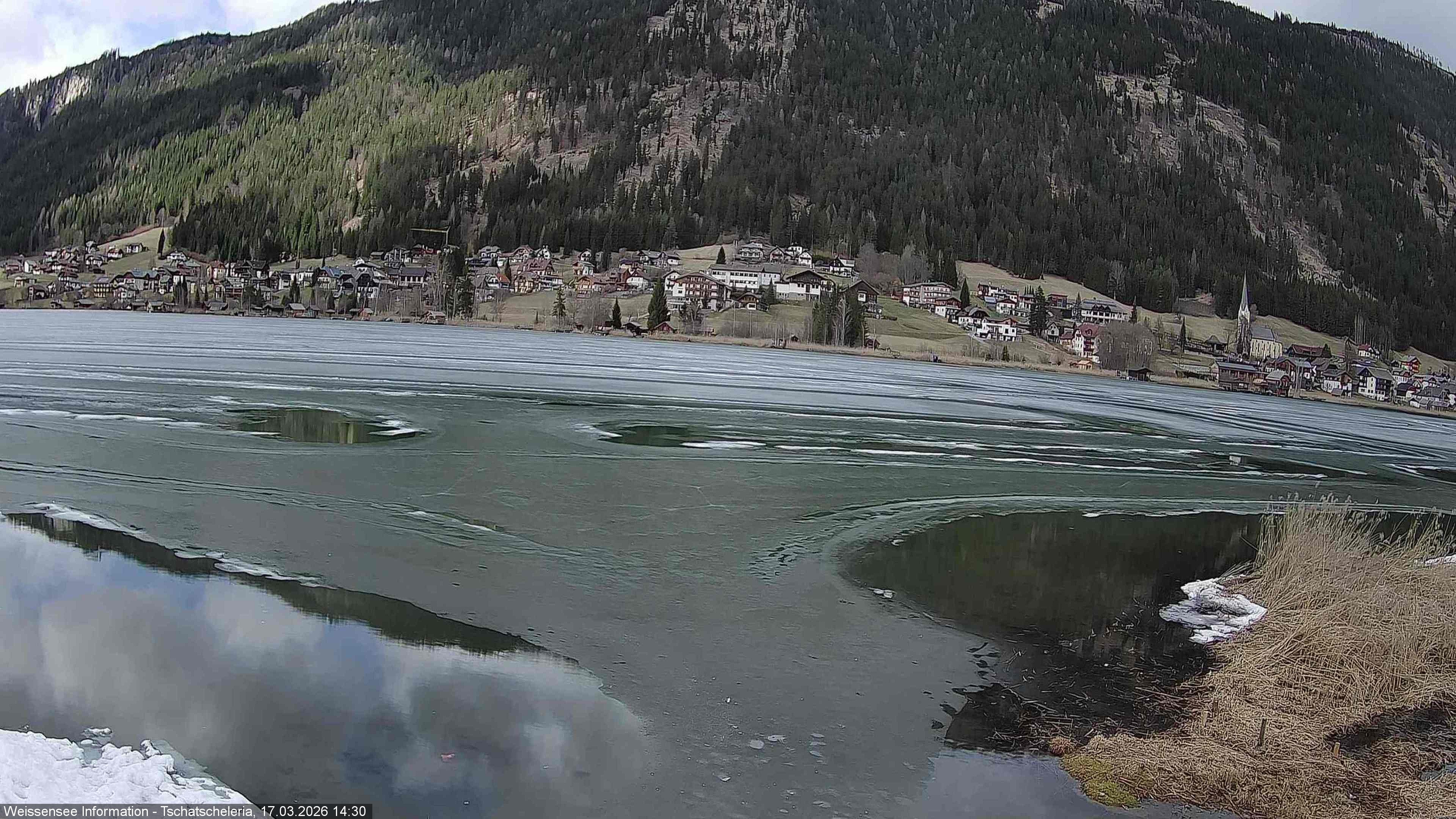 Archiv Foto Webcam Weissensee: Seeblick von Tschatscheleria