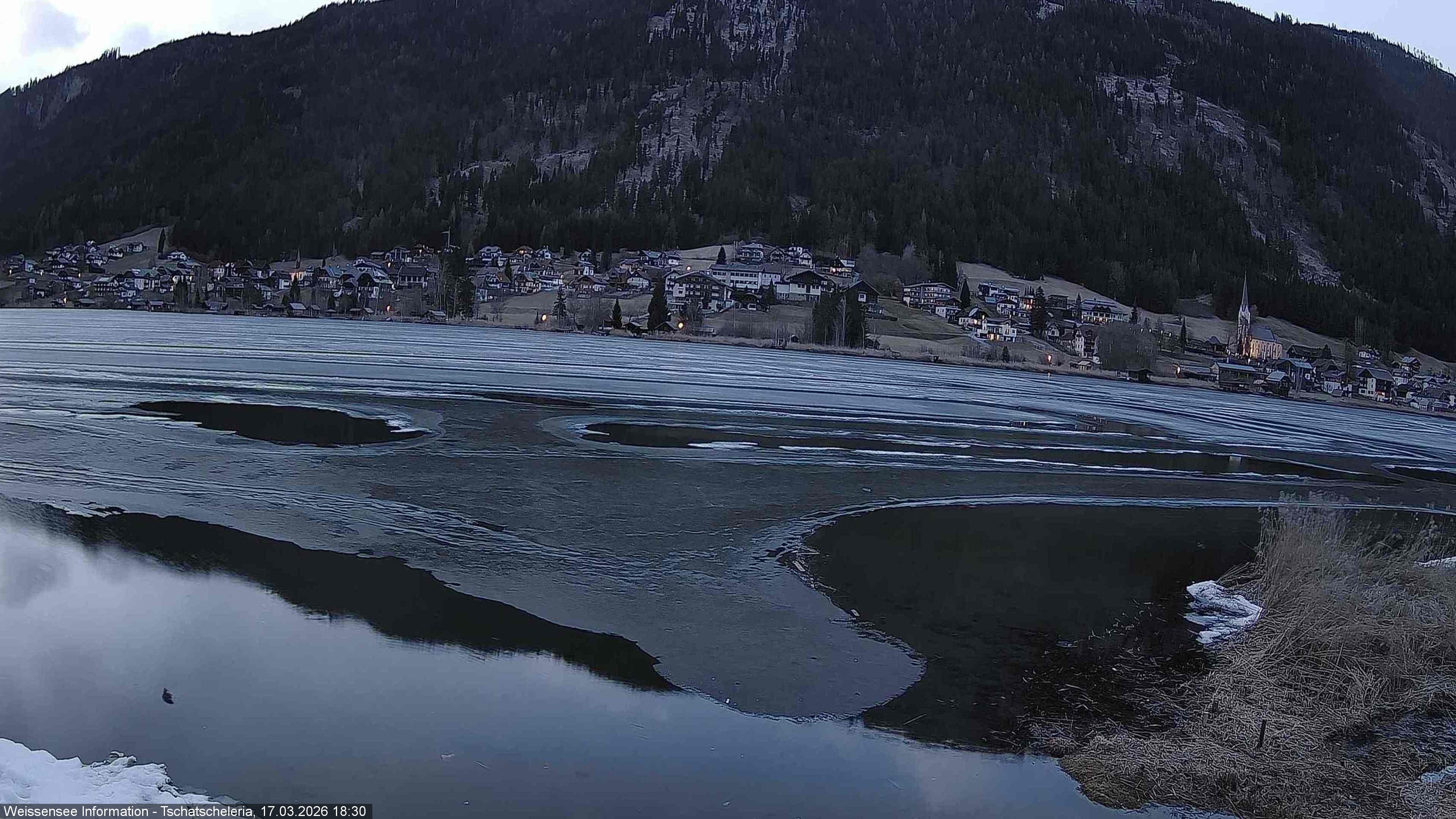 Archiv Foto Webcam Weissensee: Seeblick von Tschatscheleria