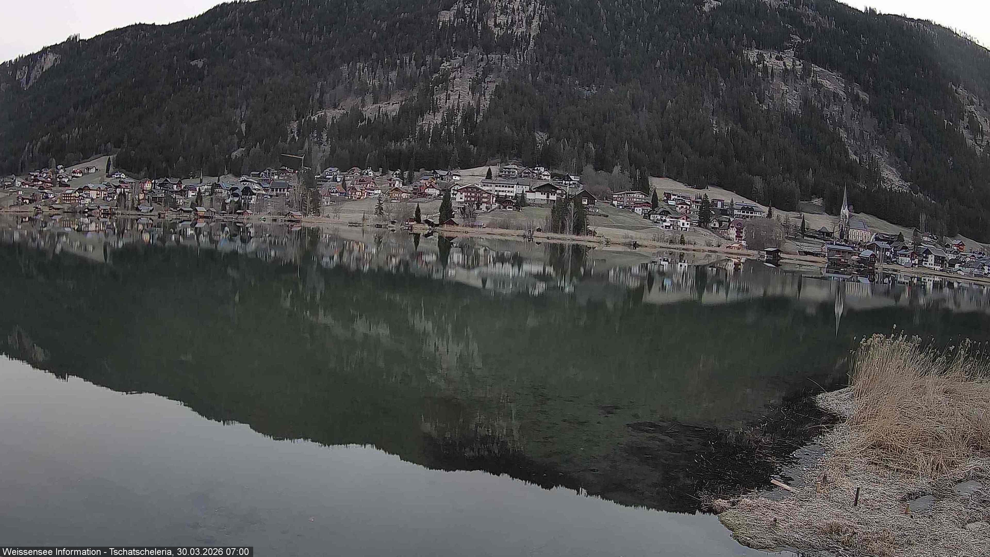 Archiv Foto Webcam Weissensee: Seeblick von Tschatscheleria