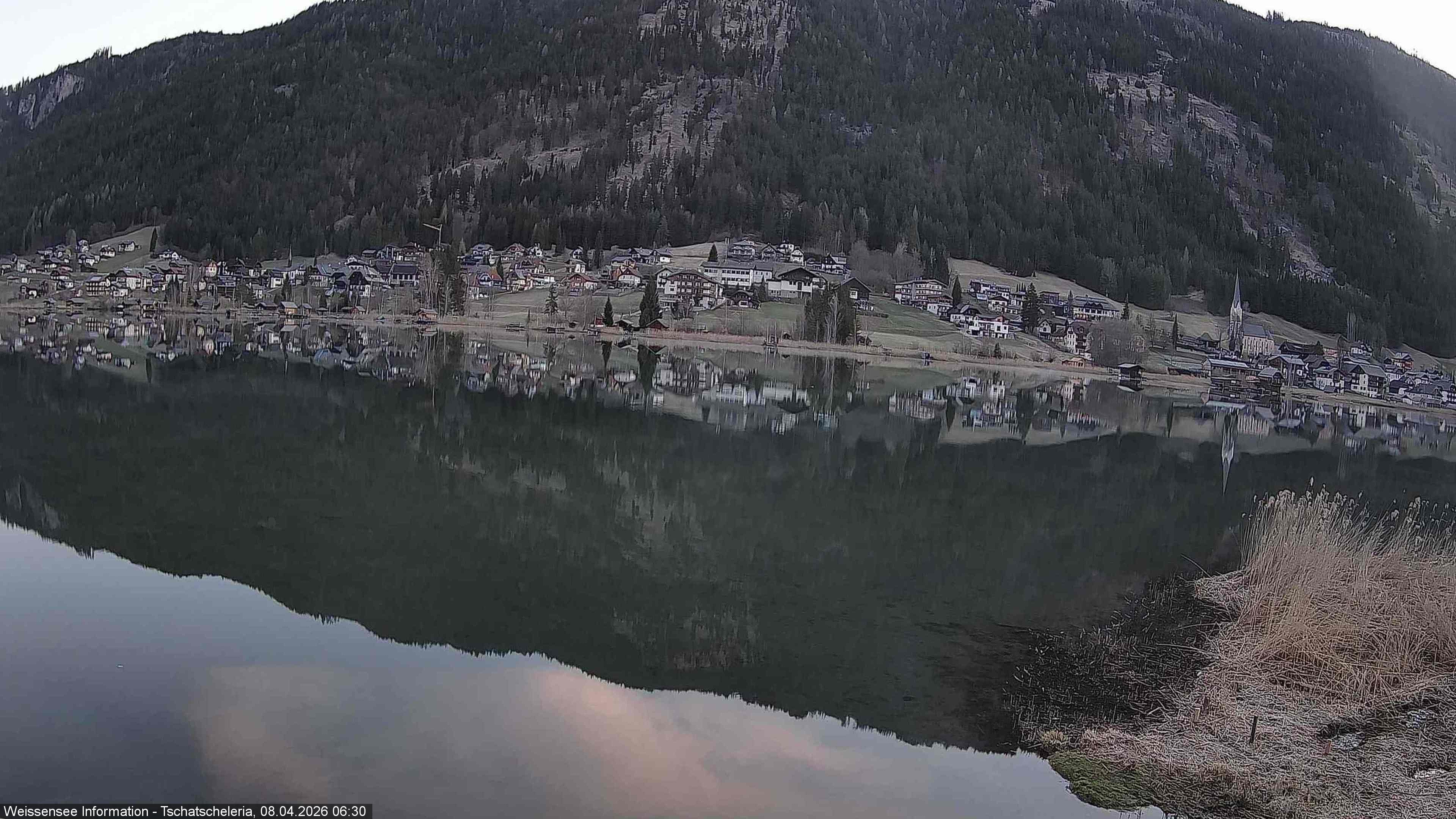 Archiv Foto Webcam Weissensee: Seeblick von Tschatscheleria