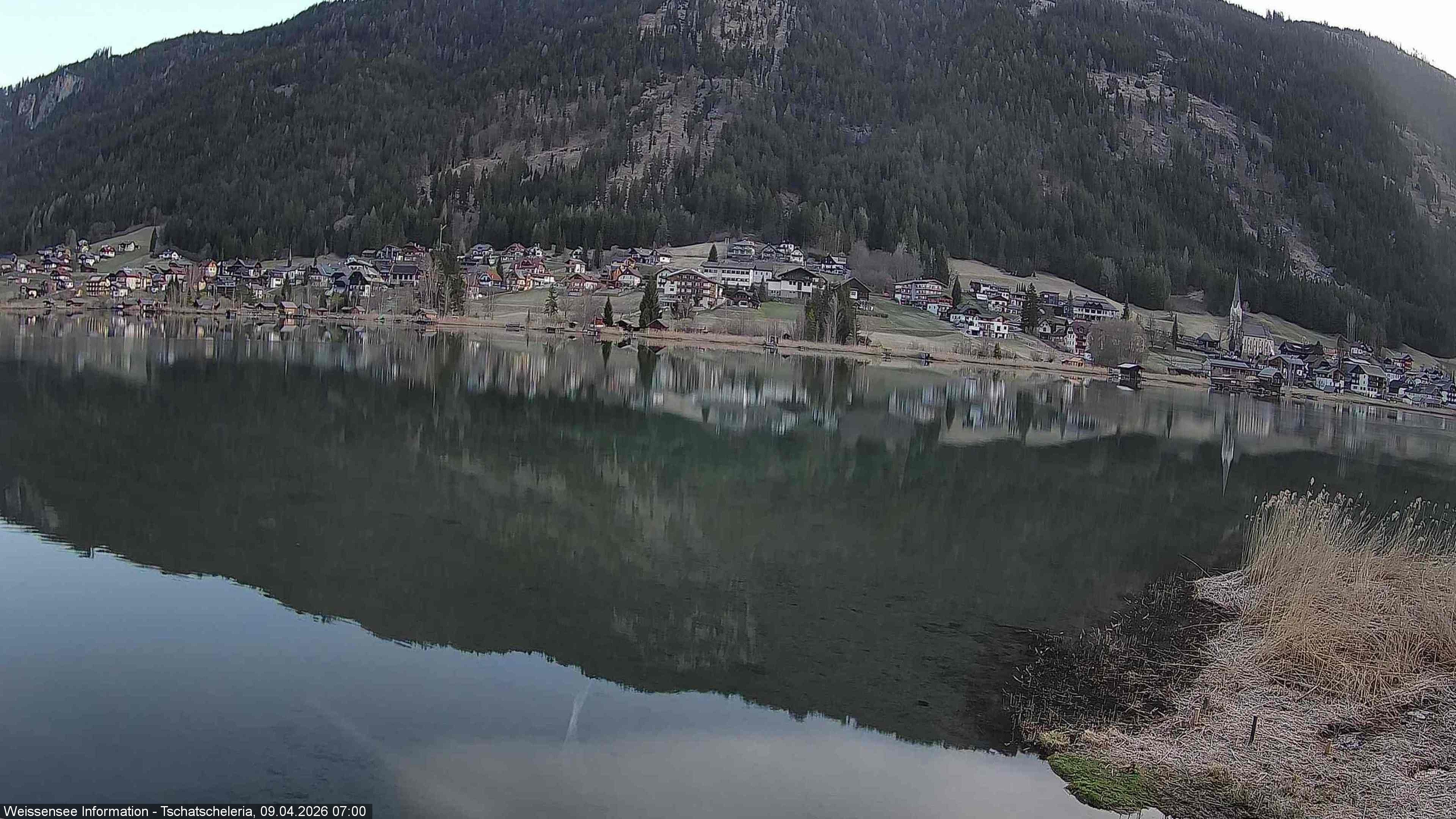 Archiv Foto Webcam Weissensee: Seeblick von Tschatscheleria