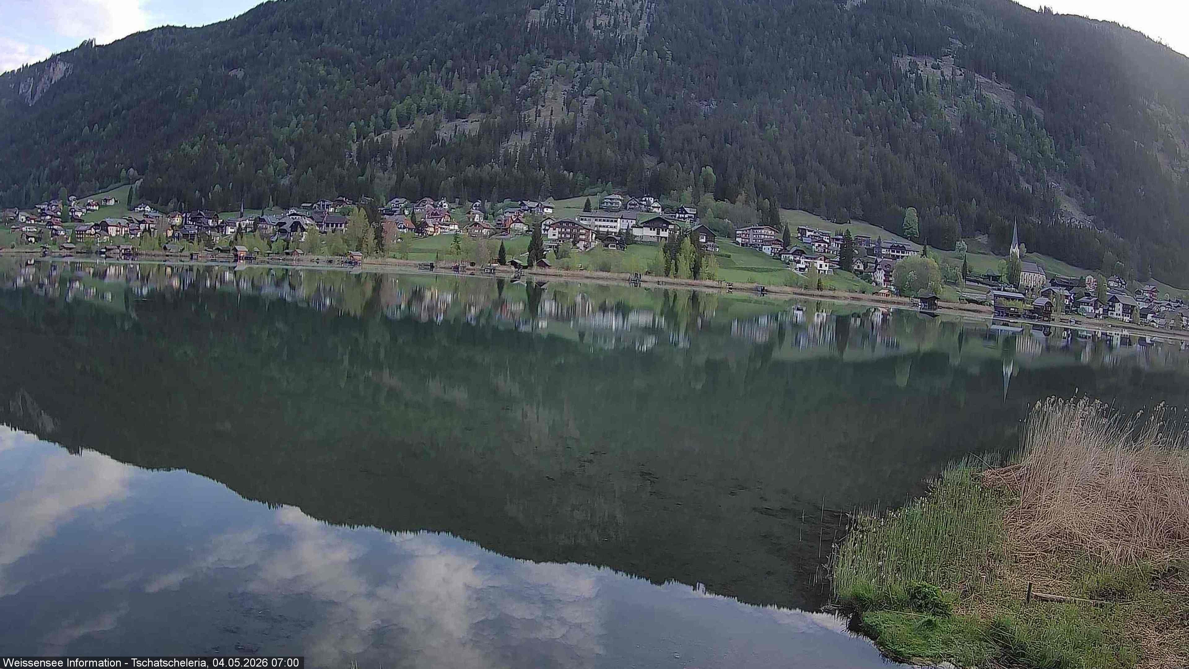 Archiv Foto Webcam Weissensee: Seeblick von Tschatscheleria