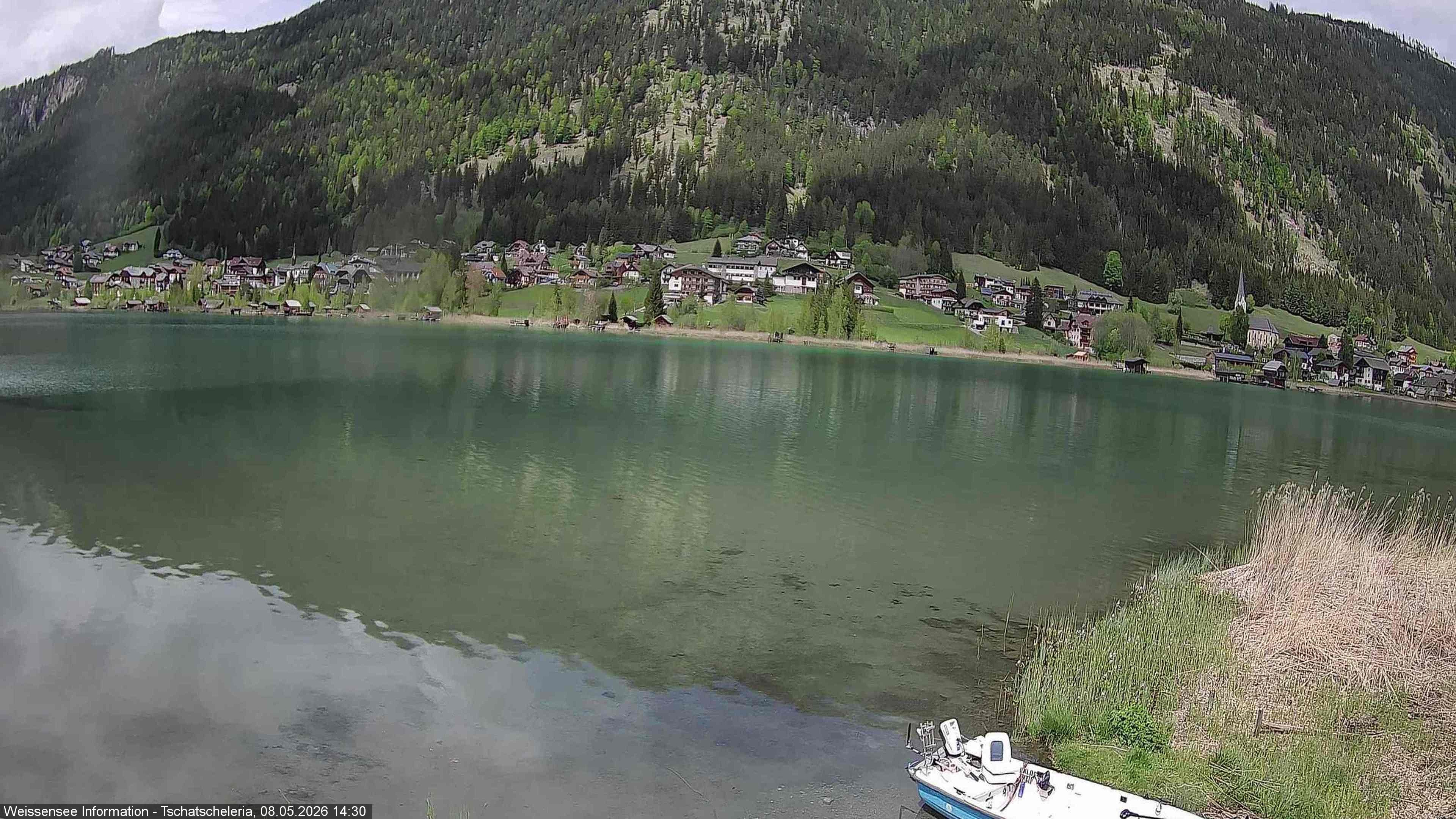 Archiv Foto Webcam Weissensee: Seeblick von Tschatscheleria
