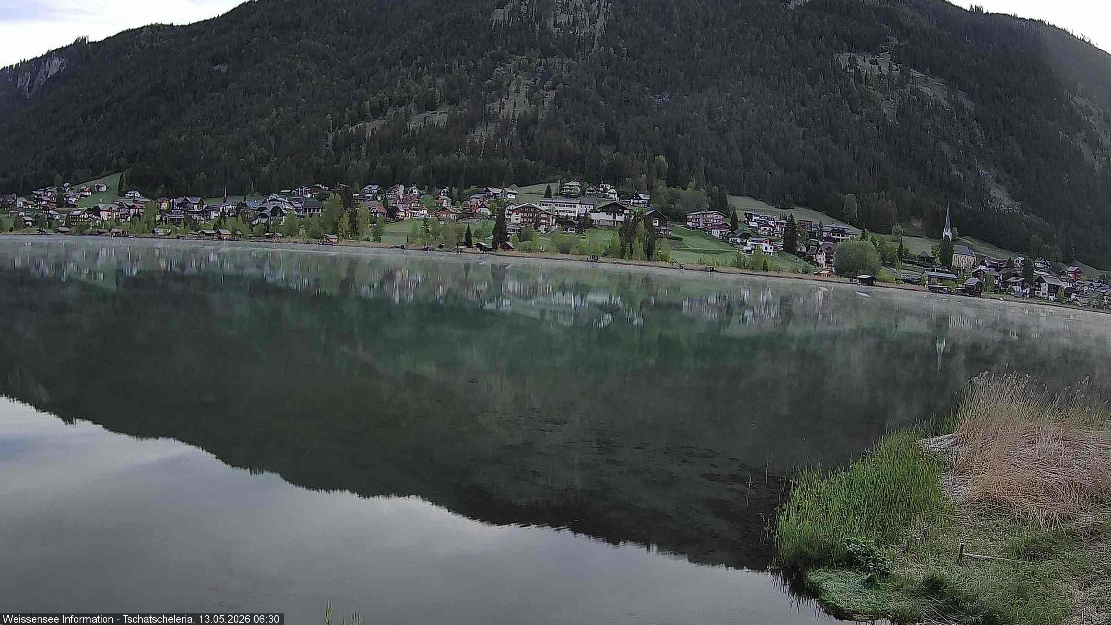 Archiv Foto Webcam Weissensee: Seeblick von Tschatscheleria