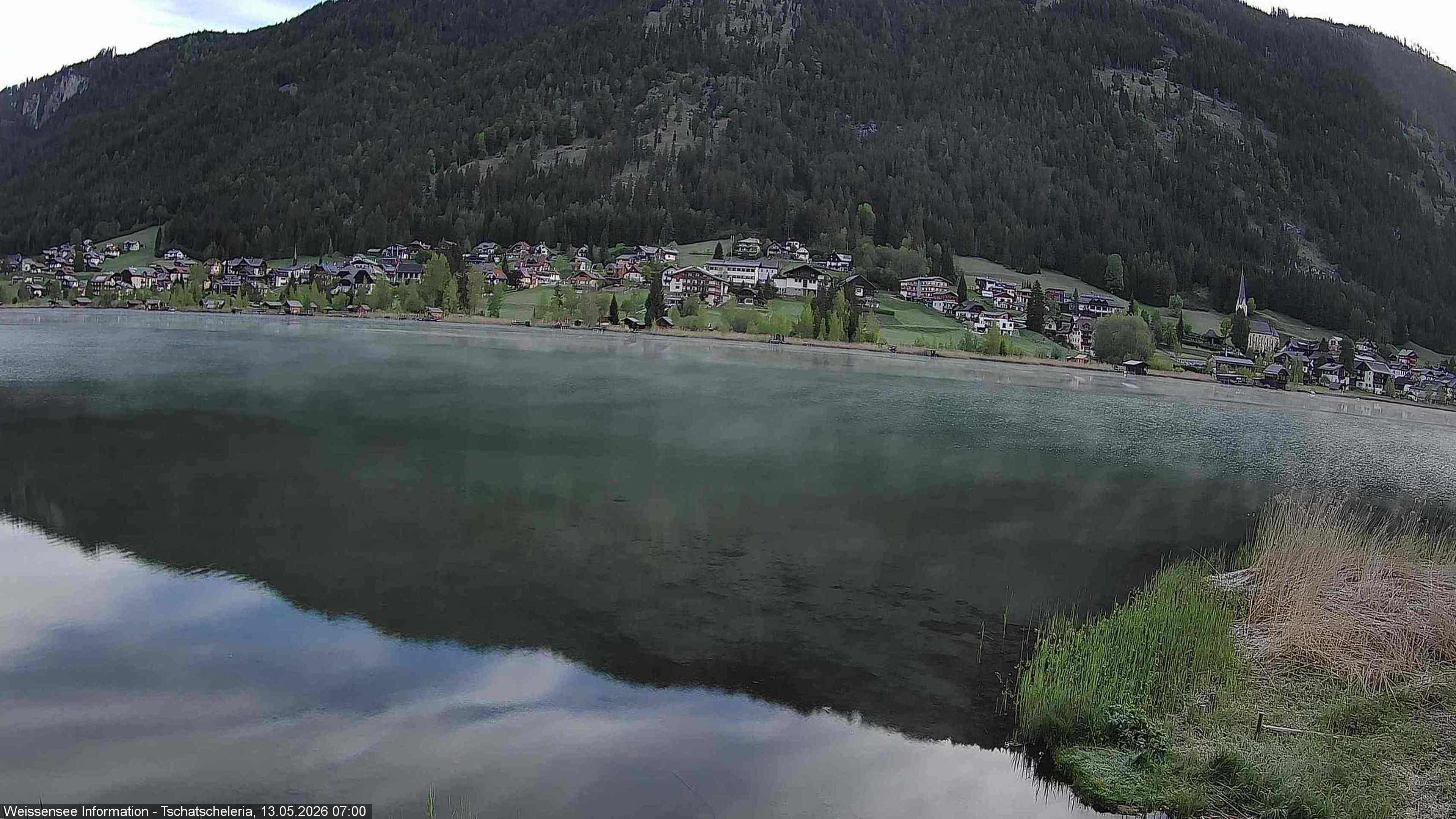 Archiv Foto Webcam Weissensee: Seeblick von Tschatscheleria