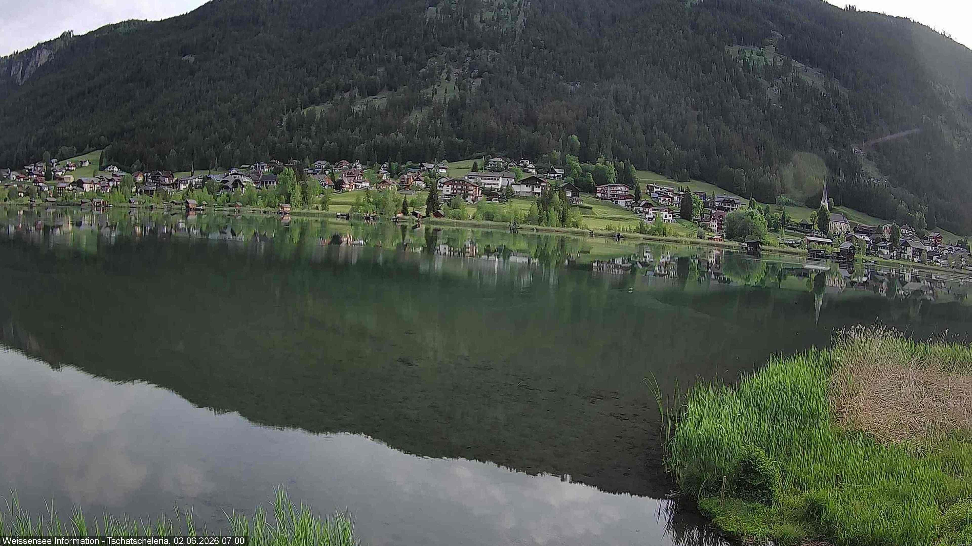 Archiv Foto Webcam Weissensee: Seeblick von Tschatscheleria