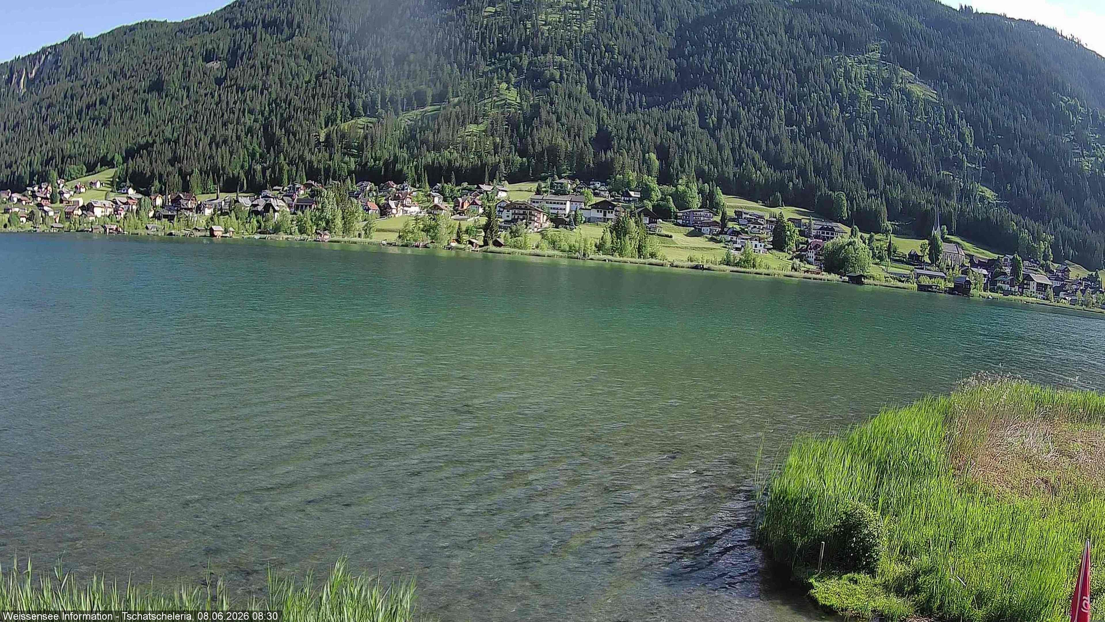Archiv Foto Webcam Weissensee: Seeblick von Tschatscheleria