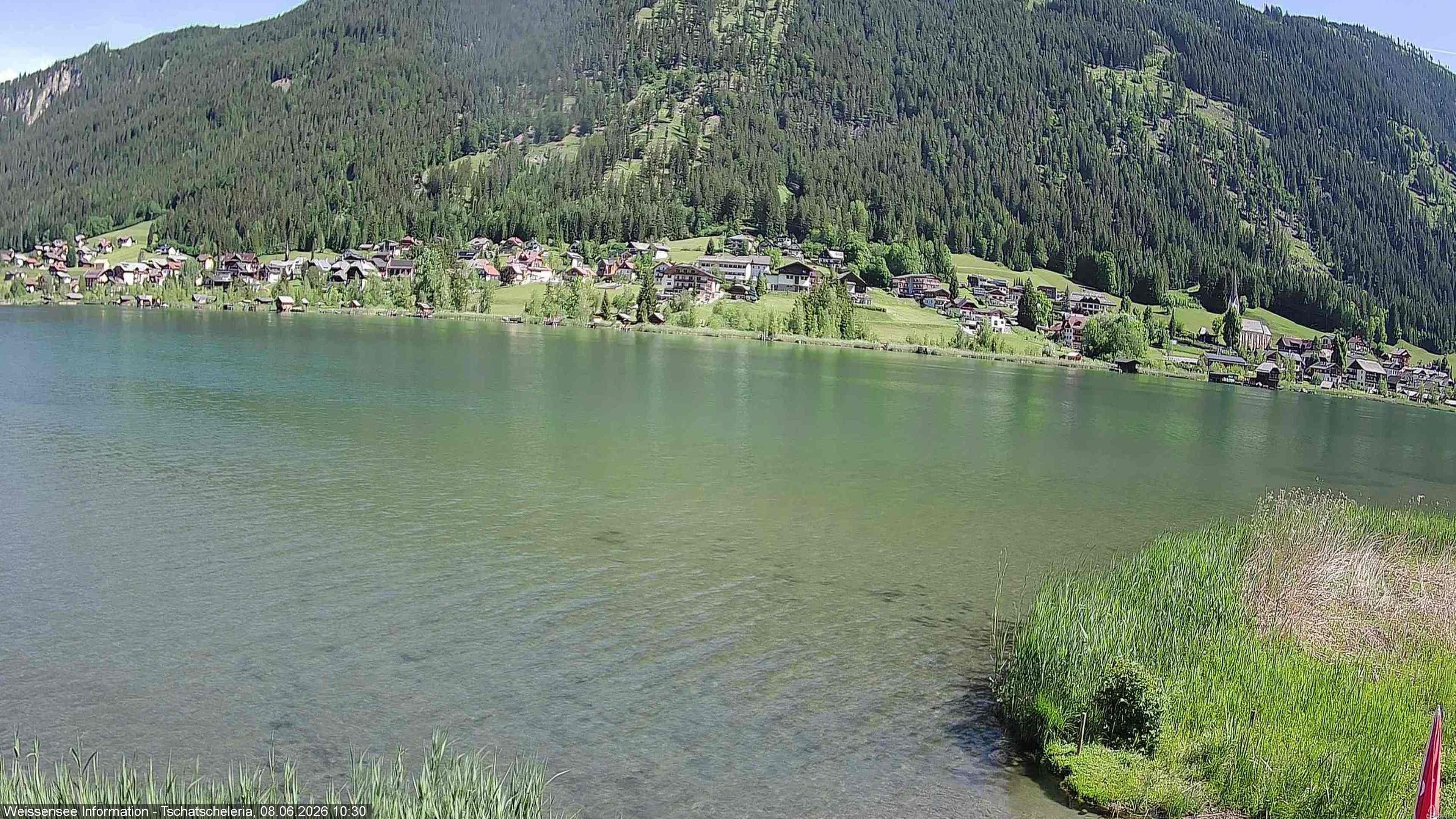 Archiv Foto Webcam Weissensee: Seeblick von Tschatscheleria
