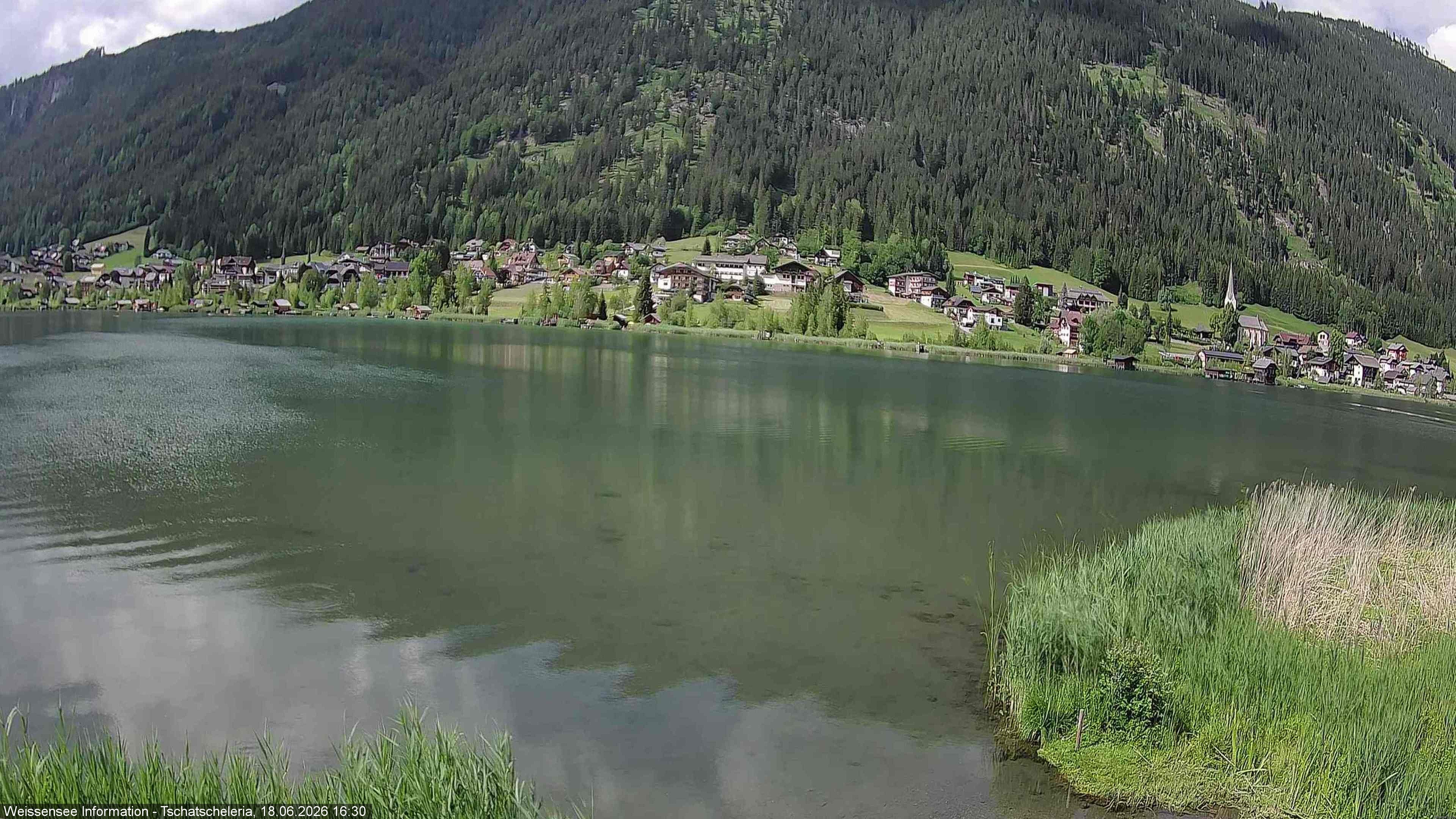 Archiv Foto Webcam Weissensee: Seeblick von Tschatscheleria