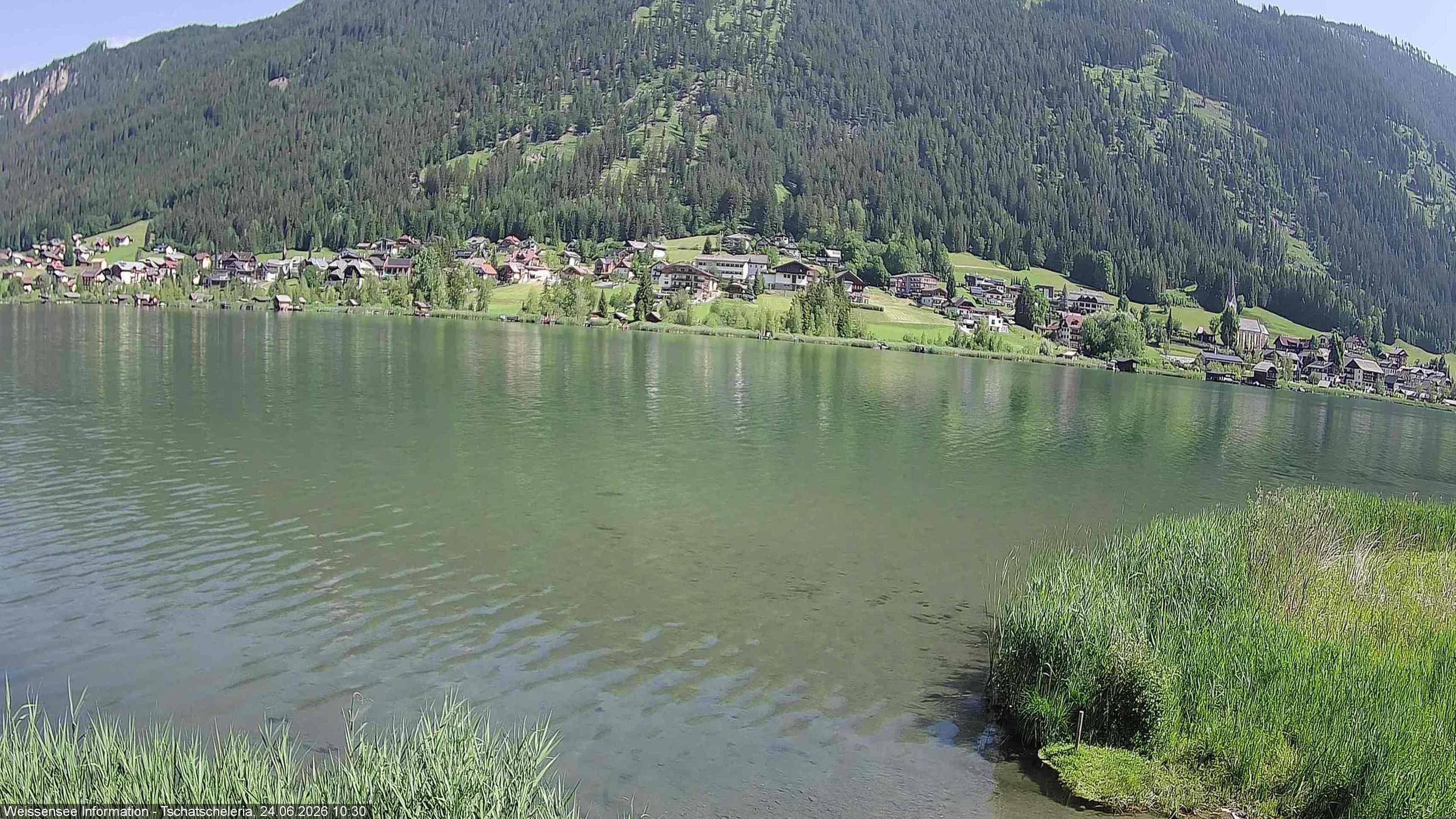 Archiv Foto Webcam Weissensee: Seeblick von Tschatscheleria