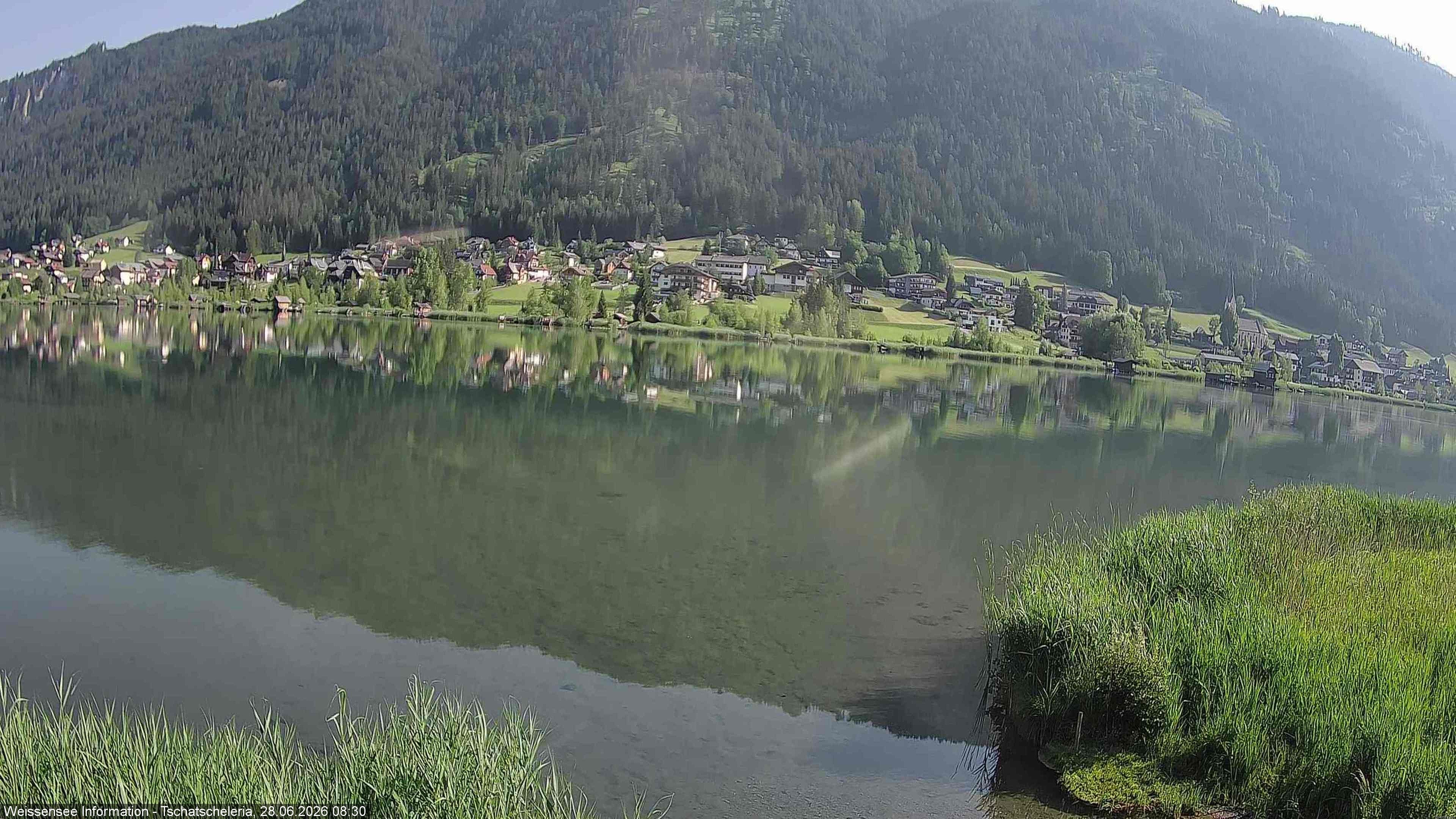 Archiv Foto Webcam Weissensee: Seeblick von Tschatscheleria