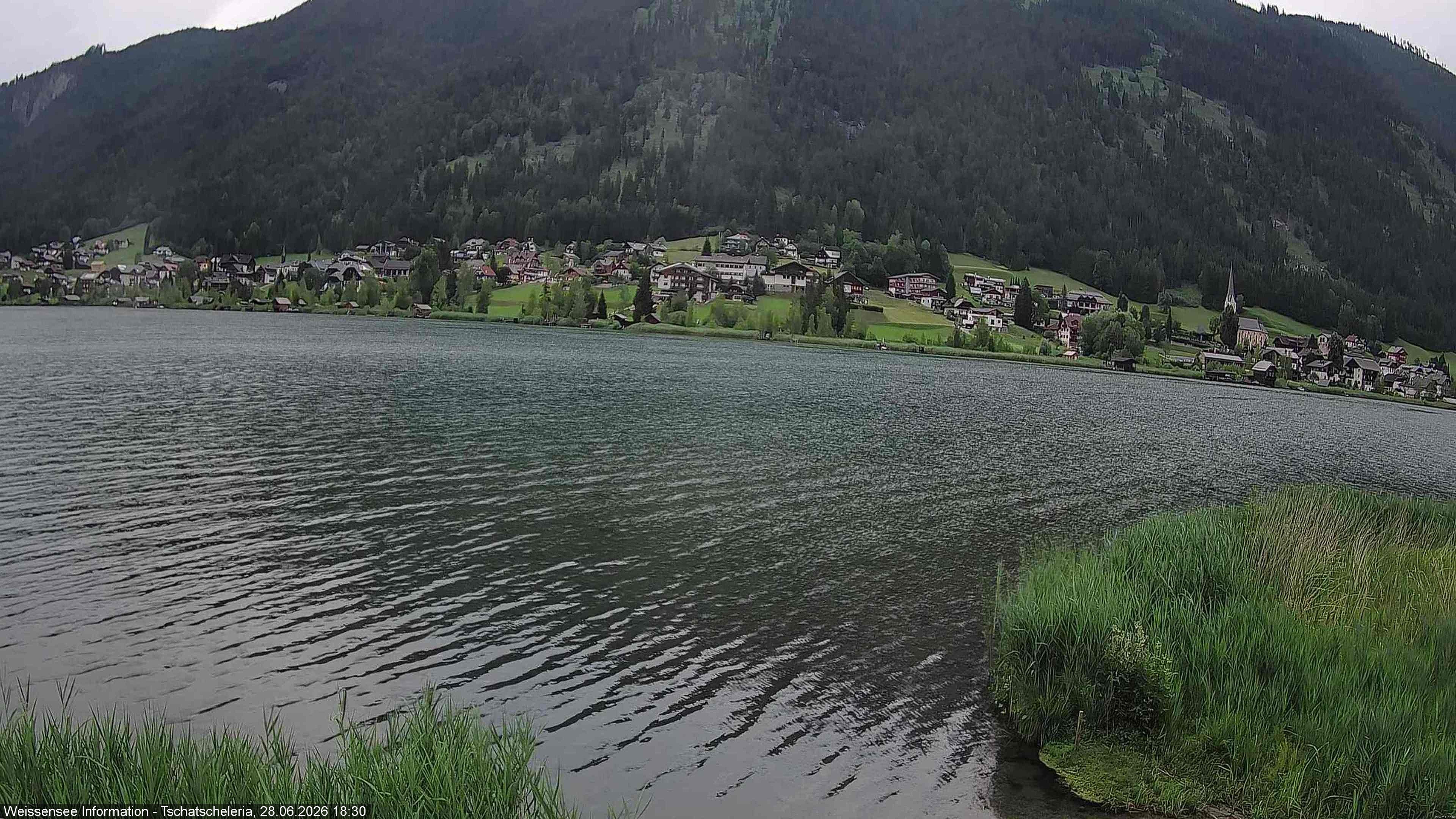 Archiv Foto Webcam Weissensee: Seeblick von Tschatscheleria