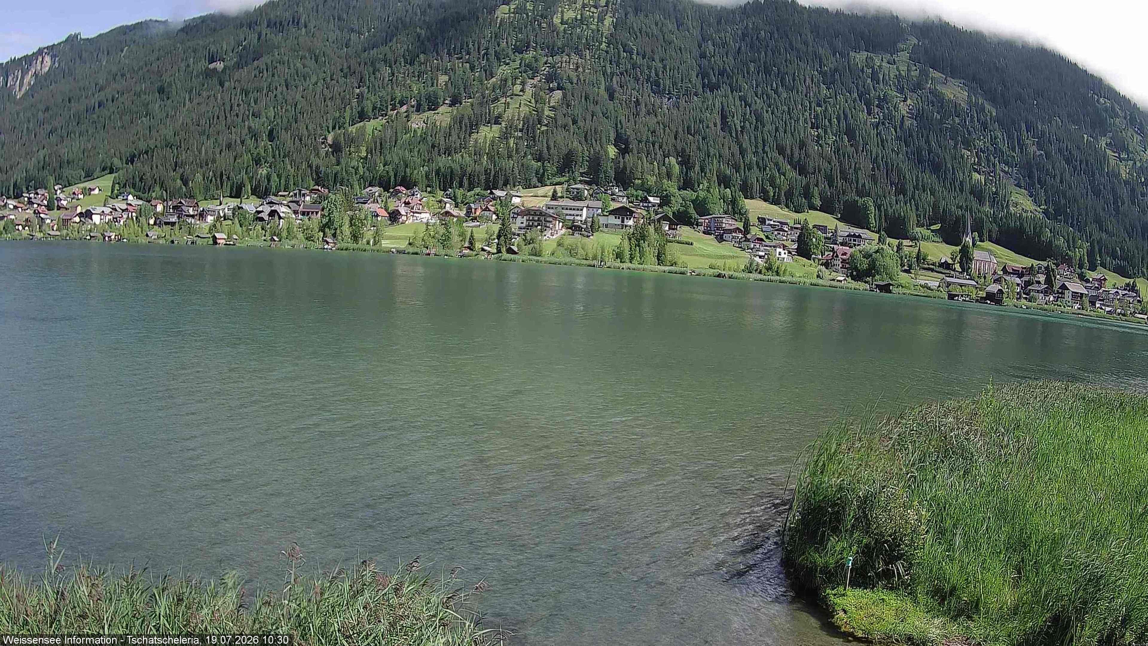 Archiv Foto Webcam Weissensee: Seeblick von Tschatscheleria