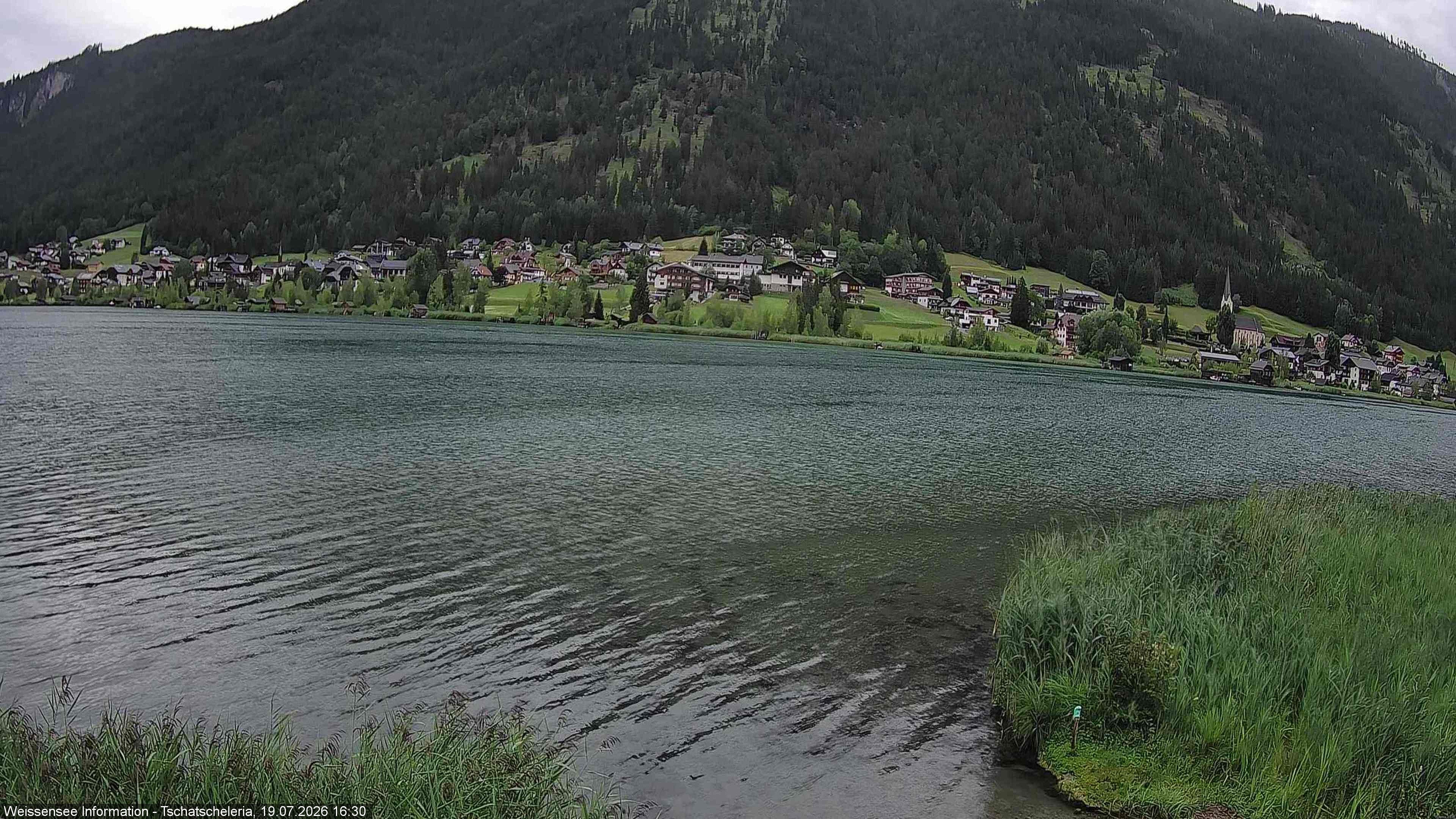Archiv Foto Webcam Weissensee: Seeblick von Tschatscheleria