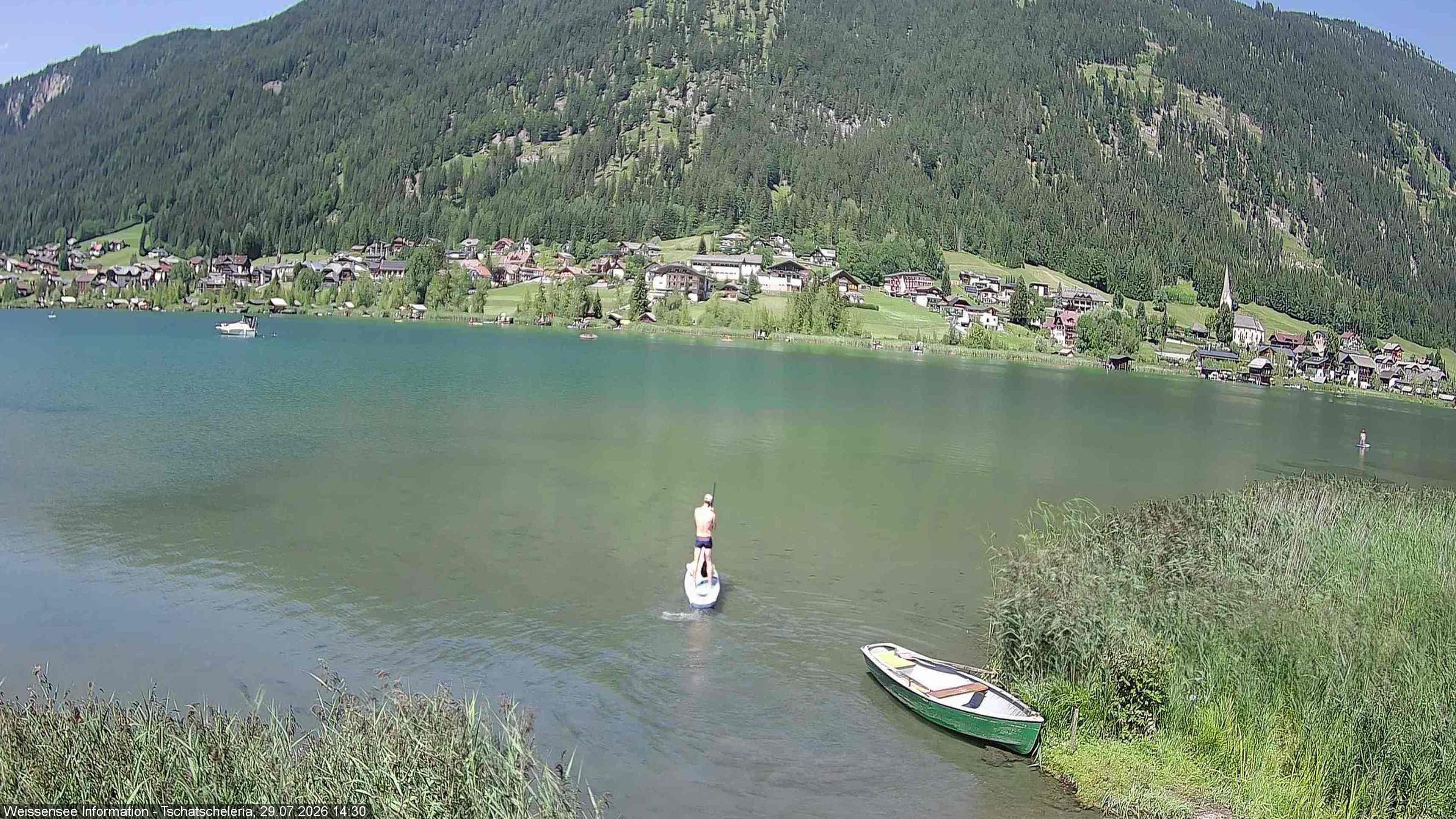 Archiv Foto Webcam Weissensee: Seeblick von Tschatscheleria