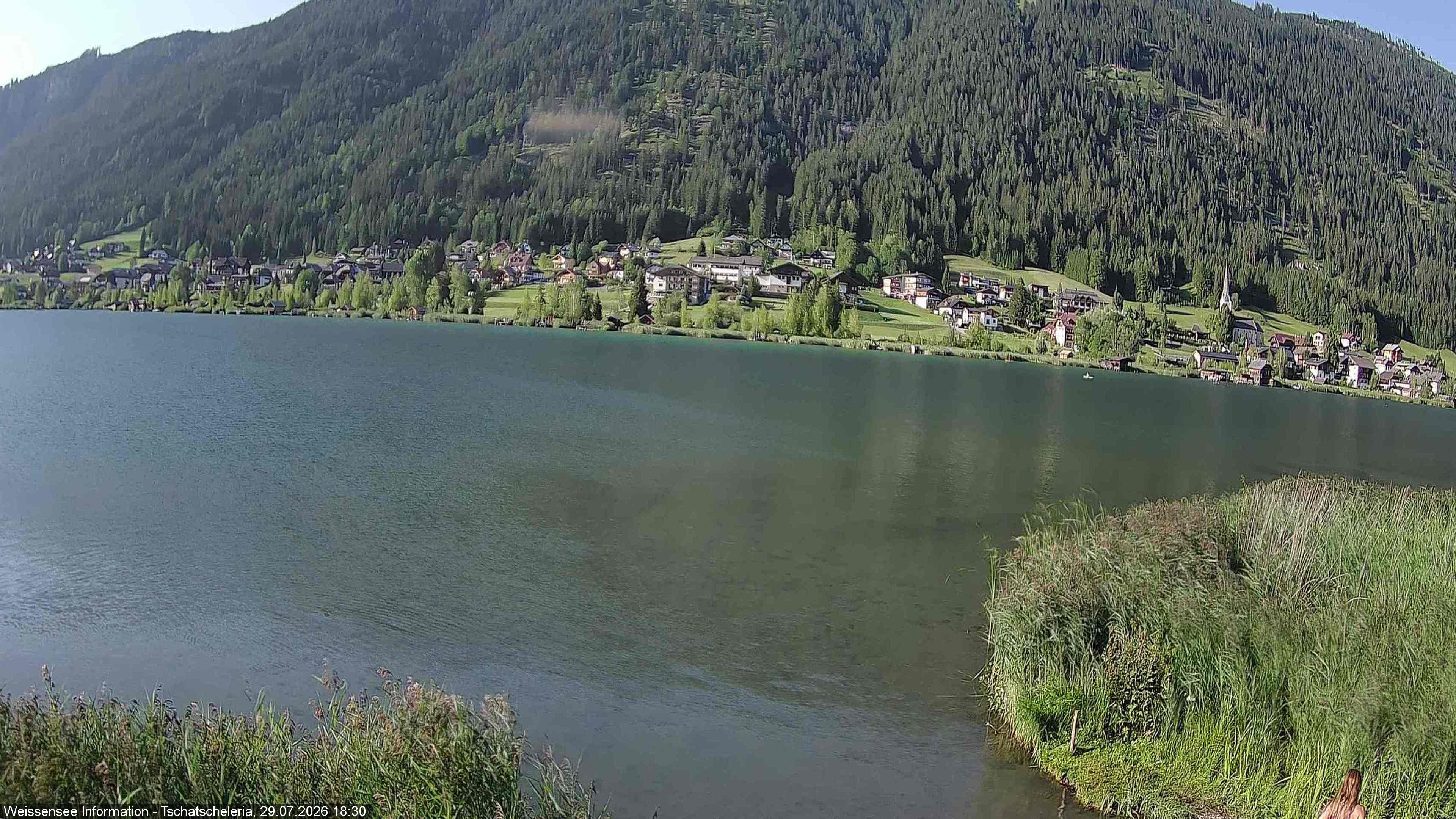 Archiv Foto Webcam Weissensee: Seeblick von Tschatscheleria