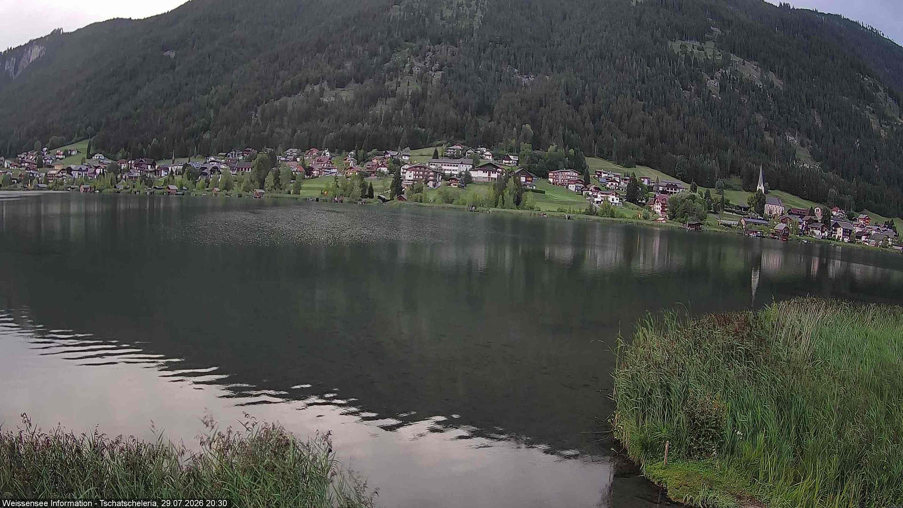 Archiv Foto Webcam Weissensee: Seeblick von Tschatscheleria