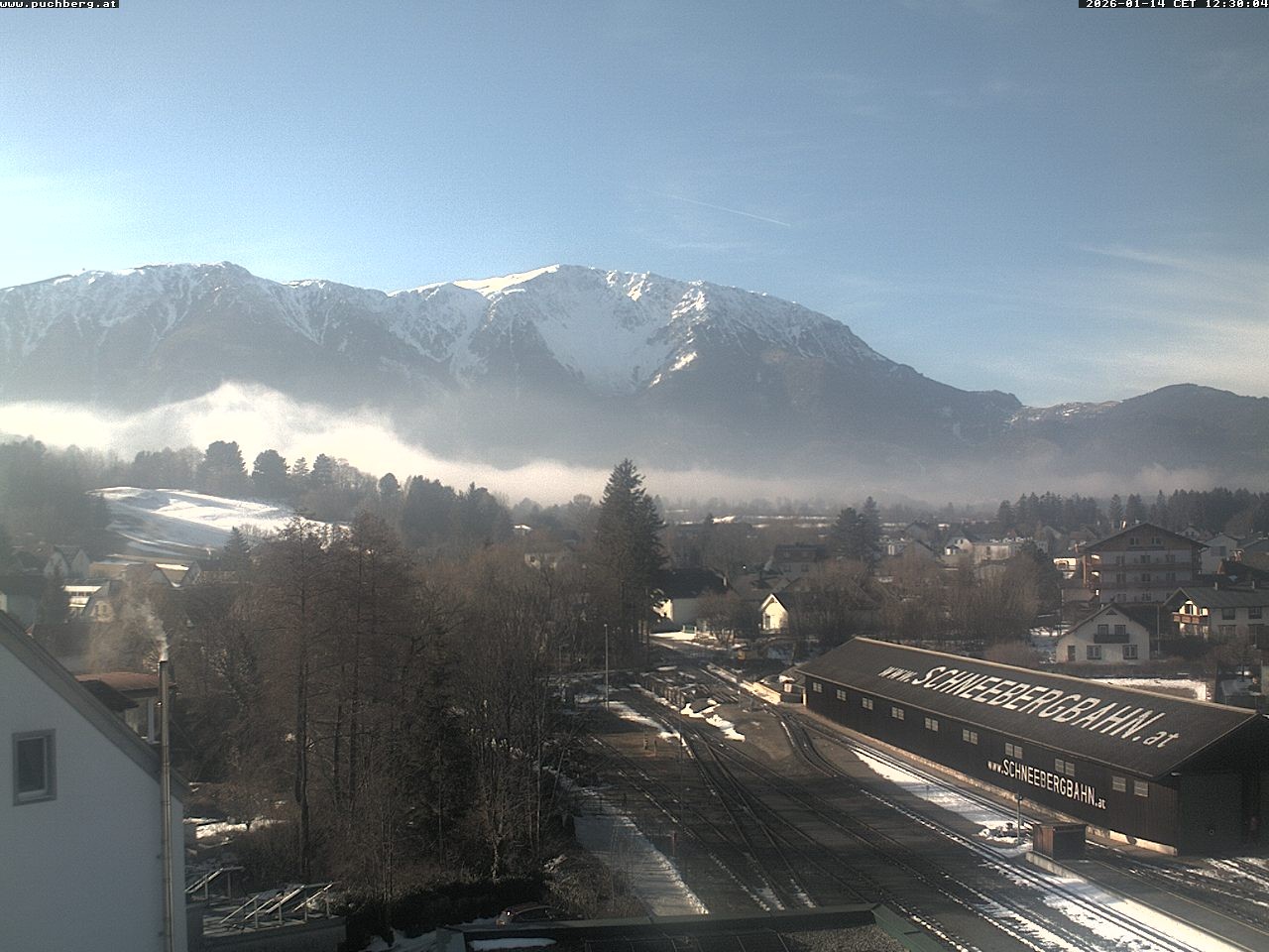 Archiv Foto Webcam Bahnhof in Puchberg am Schneeberg and Schneeberg Panorama