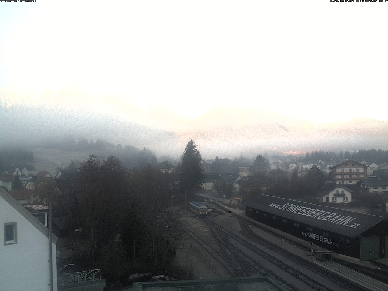 Archiv Foto Webcam Bahnhof in Puchberg am Schneeberg and Schneeberg Panorama