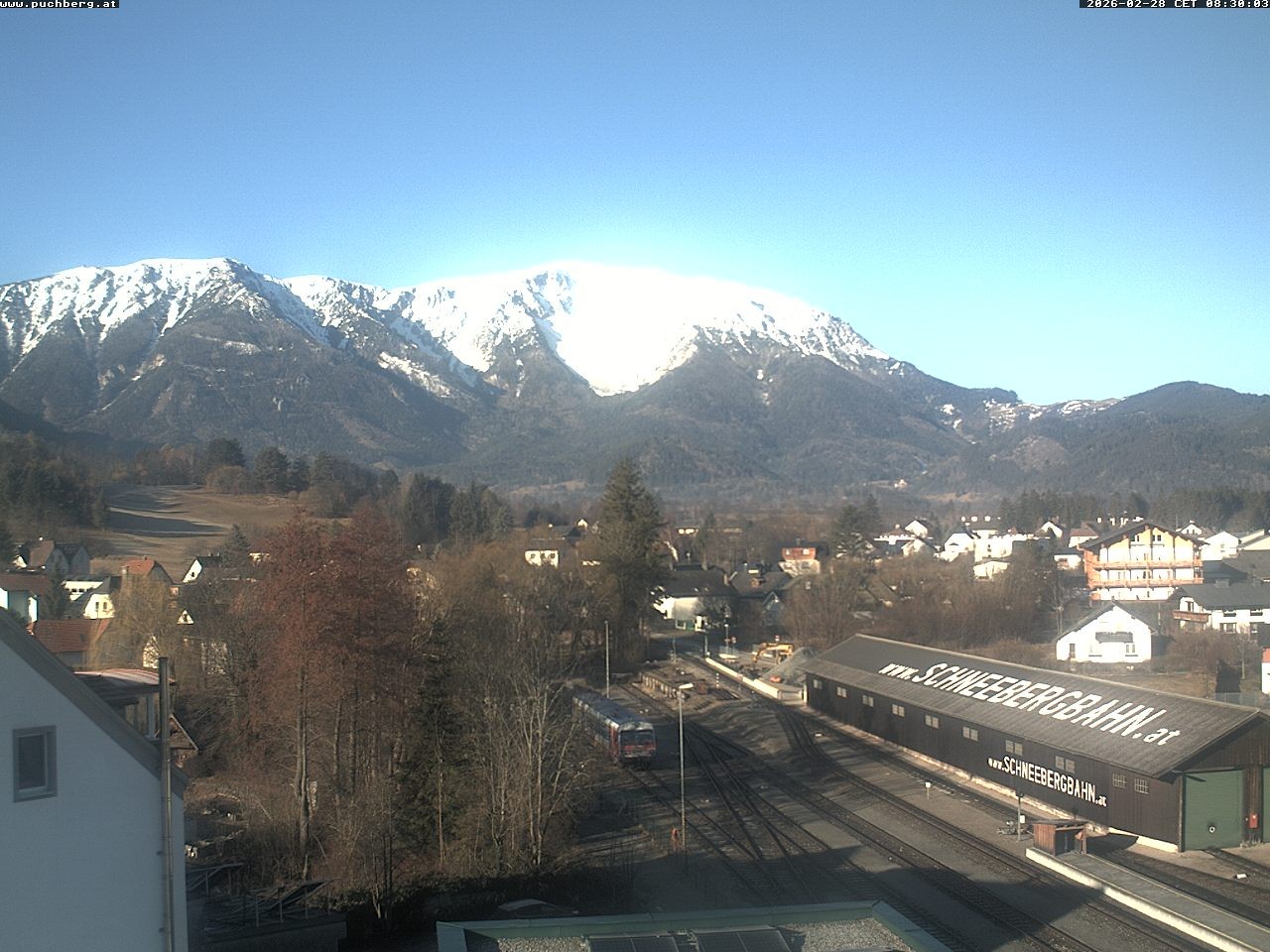 Archiv Foto Webcam Bahnhof in Puchberg am Schneeberg and Schneeberg Panorama
