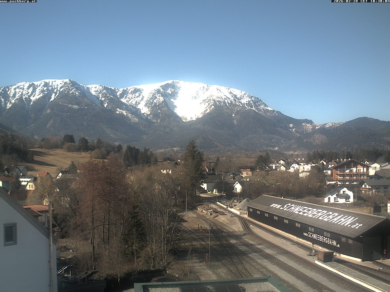 Archiv Foto Webcam Bahnhof in Puchberg am Schneeberg and Schneeberg Panorama