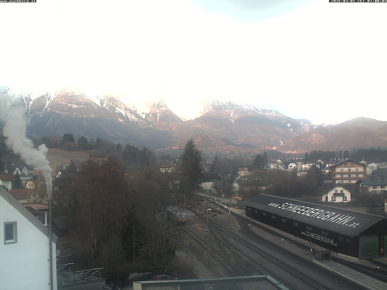 Archiv Foto Webcam Bahnhof in Puchberg am Schneeberg and Schneeberg Panorama