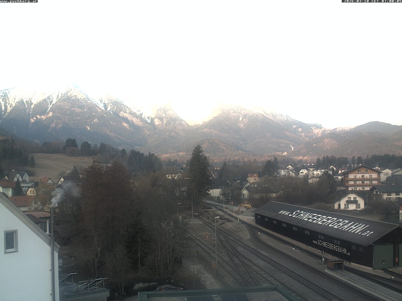 Archiv Foto Webcam Bahnhof in Puchberg am Schneeberg and Schneeberg Panorama