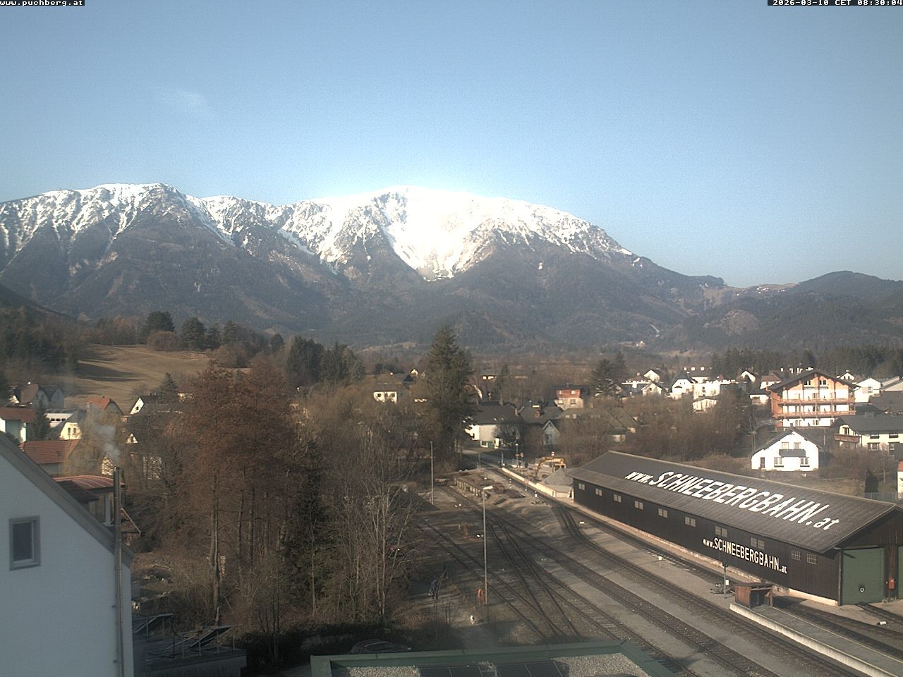 Archiv Foto Webcam Bahnhof in Puchberg am Schneeberg and Schneeberg Panorama