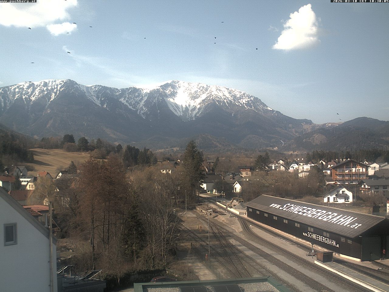Archiv Foto Webcam Bahnhof in Puchberg am Schneeberg and Schneeberg Panorama