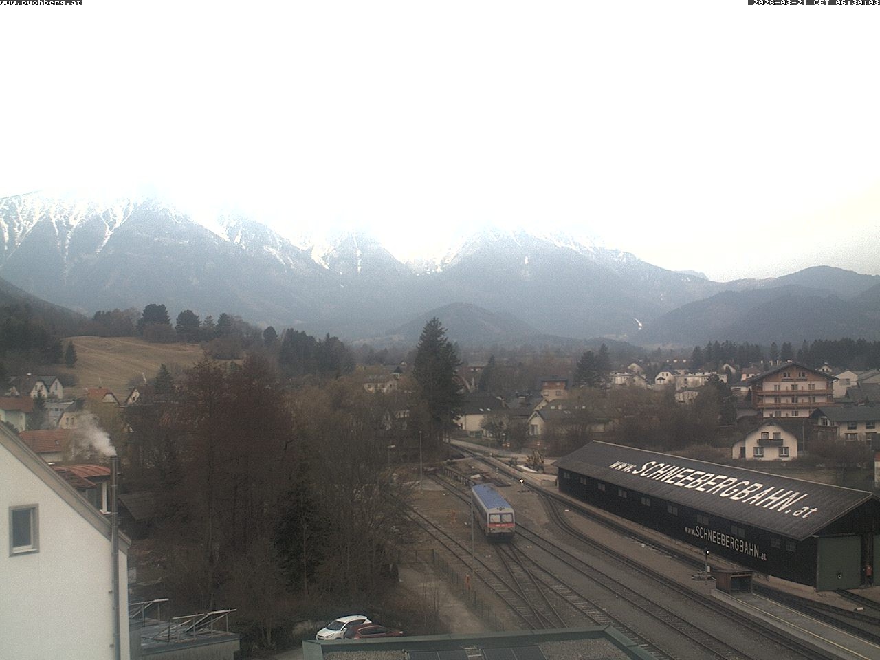 Archiv Foto Webcam Bahnhof in Puchberg am Schneeberg and Schneeberg Panorama
