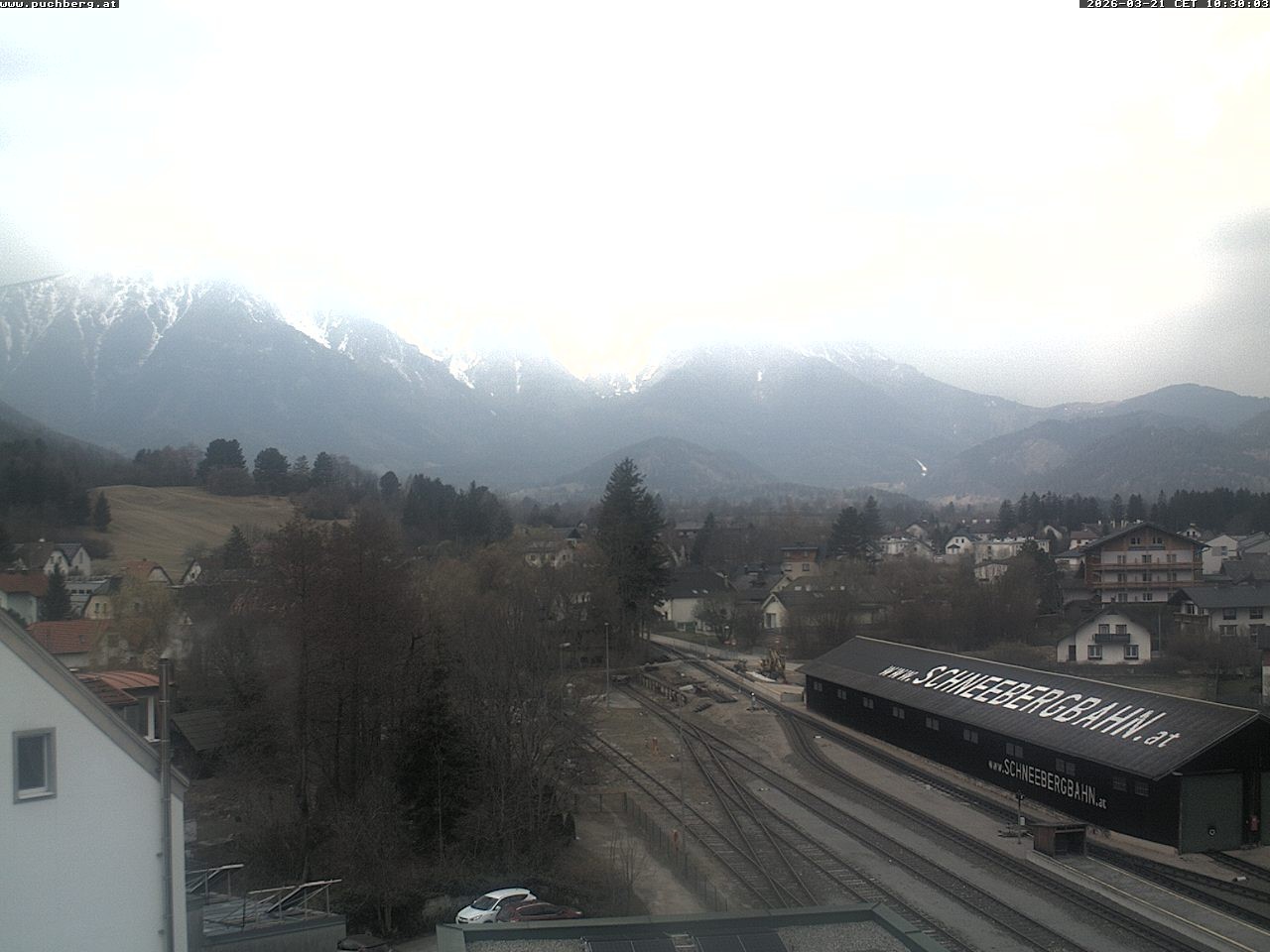 Archiv Foto Webcam Bahnhof in Puchberg am Schneeberg and Schneeberg Panorama