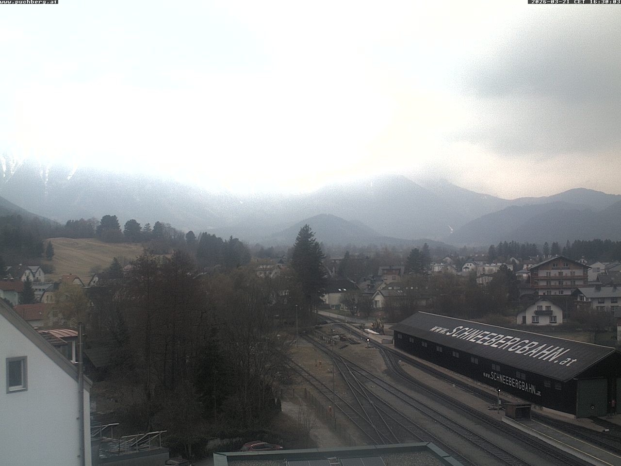 Archiv Foto Webcam Bahnhof in Puchberg am Schneeberg and Schneeberg Panorama