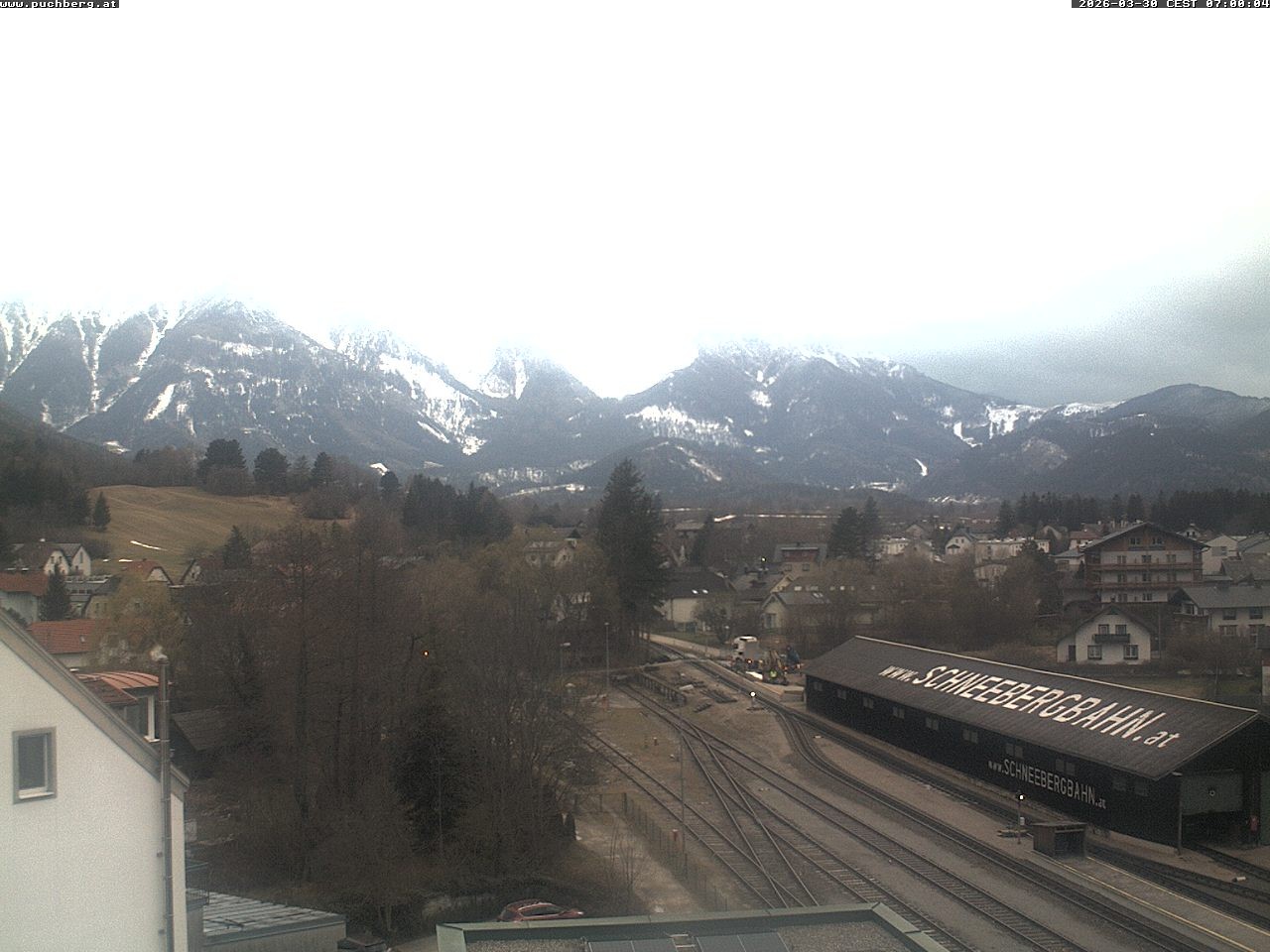 Archiv Foto Webcam Bahnhof in Puchberg am Schneeberg and Schneeberg Panorama